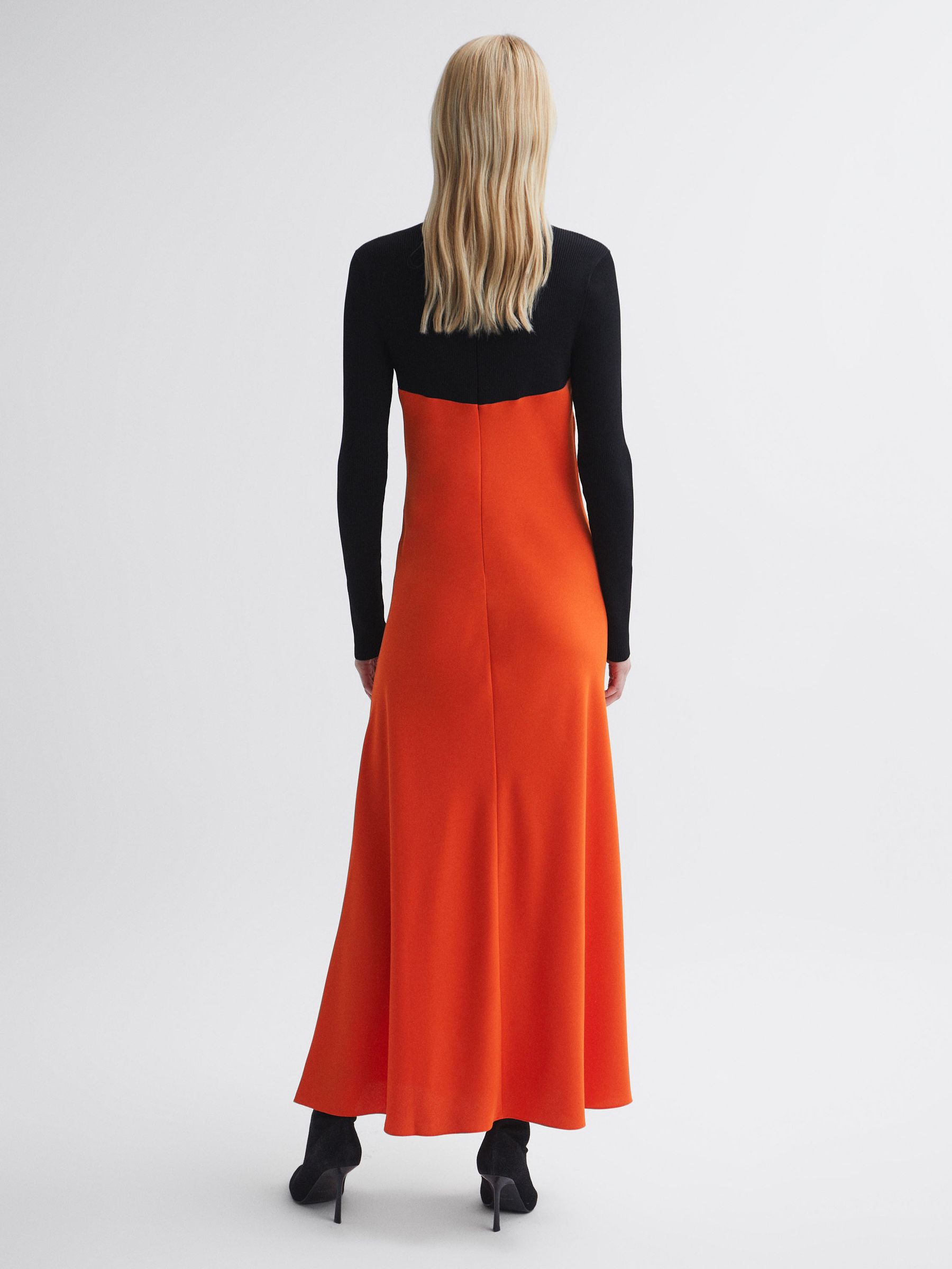 Florere Hybrid Knit Midi Dress in Bright Orange - Image 2 of 5