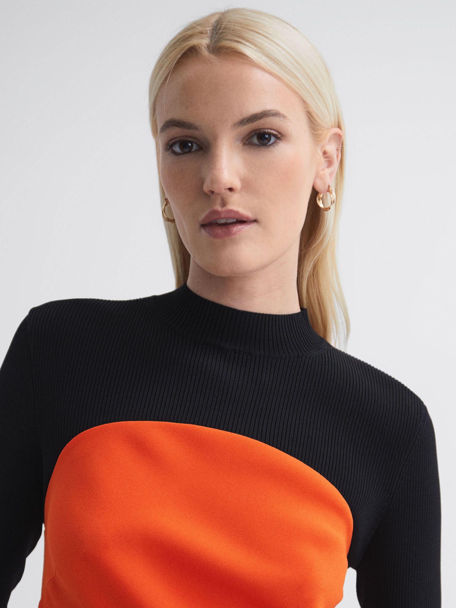 Florere Hybrid Knit Midi Dress in Bright Orange - Image 3 of 5