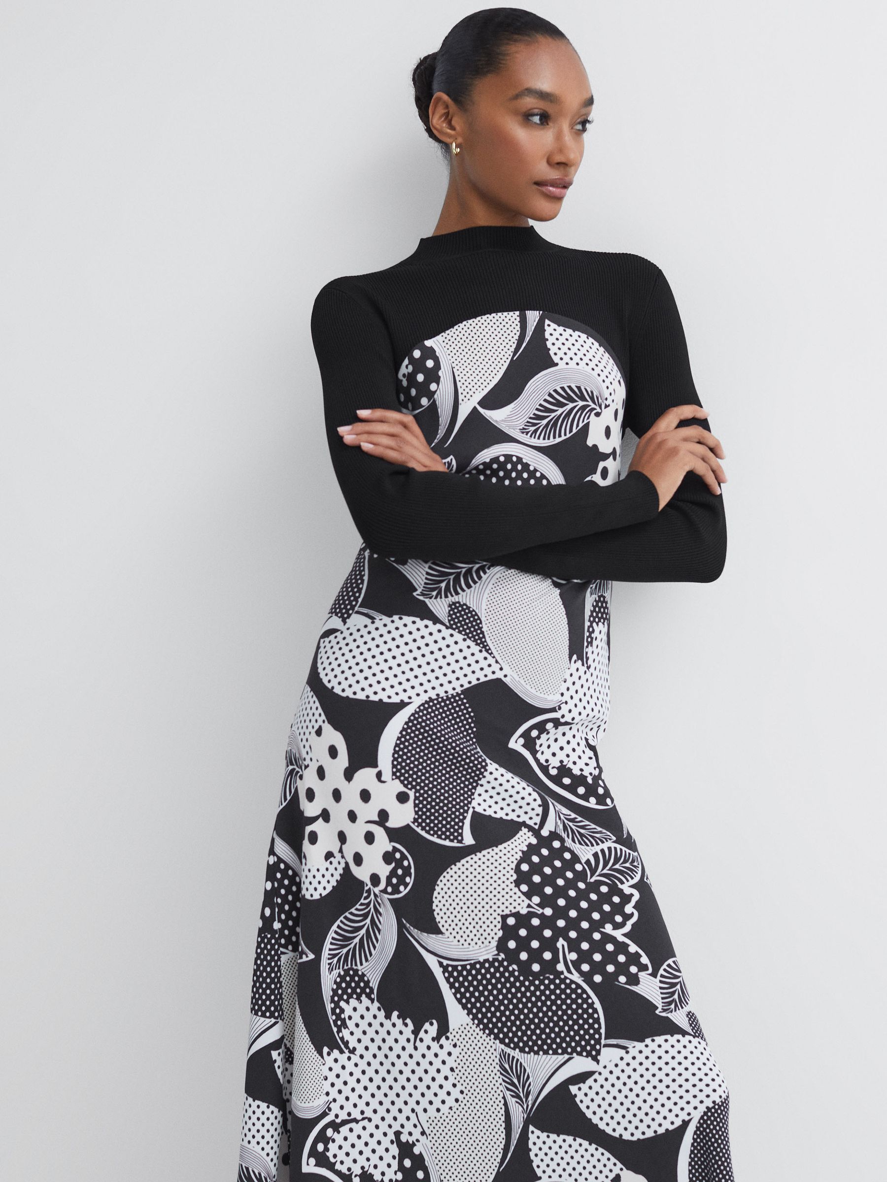 Florere Hybrid Knit Midi Dress in Black - Image 3 of 6