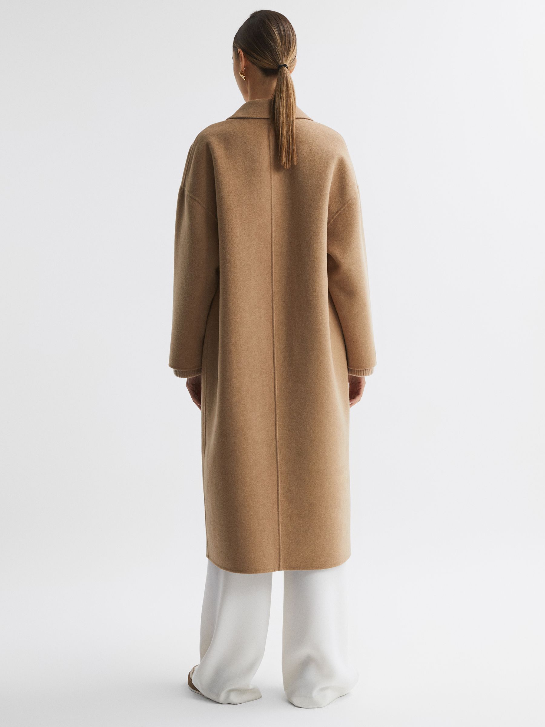 Petite Relaxed Wool Blend Double Breasted Coat in Camel - Image 6 of 8