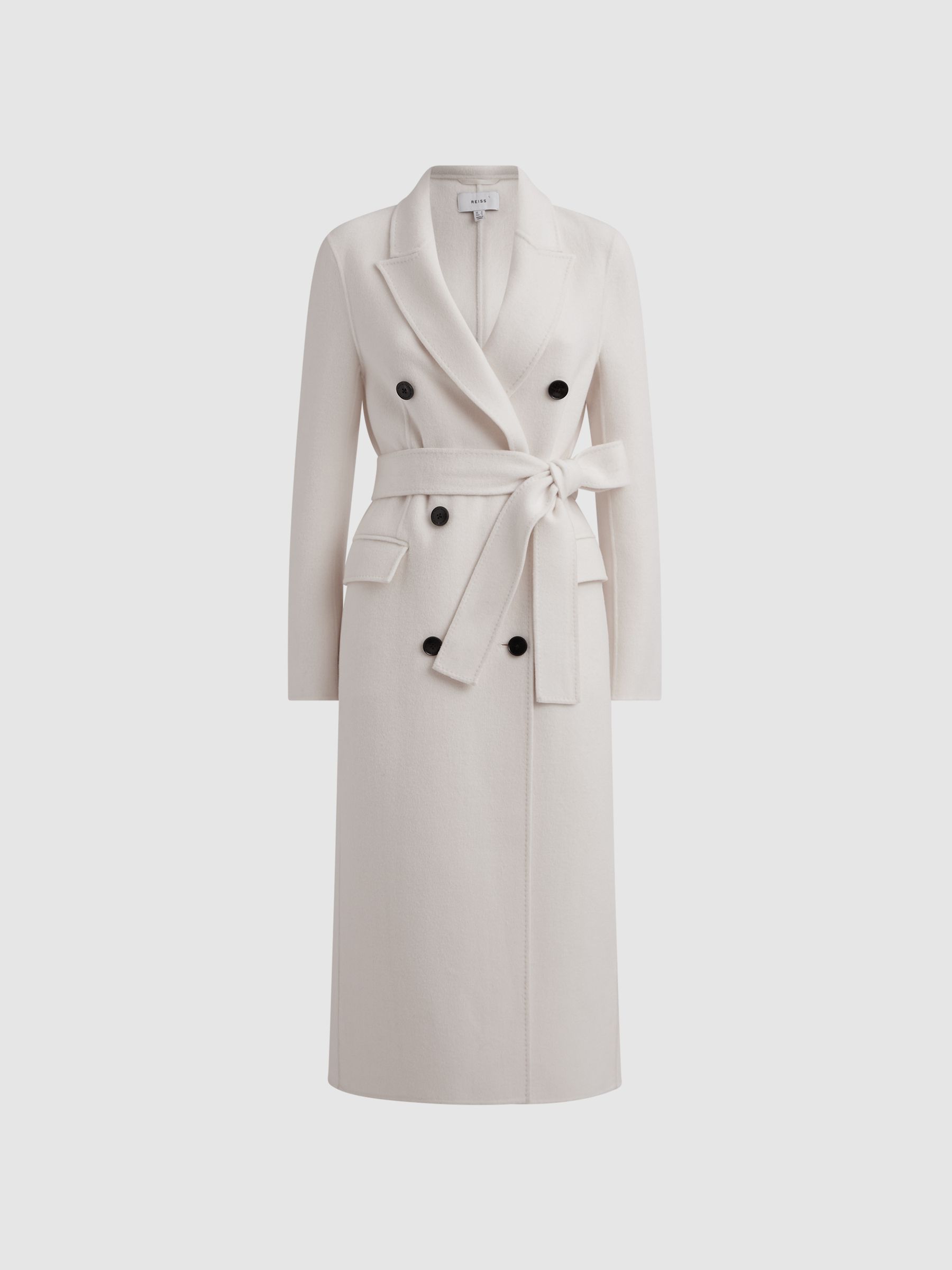 Petite Relaxed Wool Blend Blindseam Belted Coat in Cream - Image 2 of 6