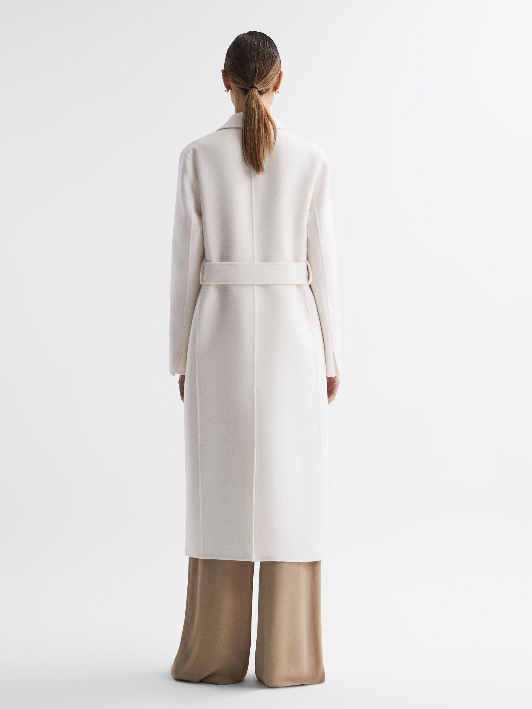 Petite Relaxed Wool Blend Blindseam Belted Coat in Cream - Image 5 of 6