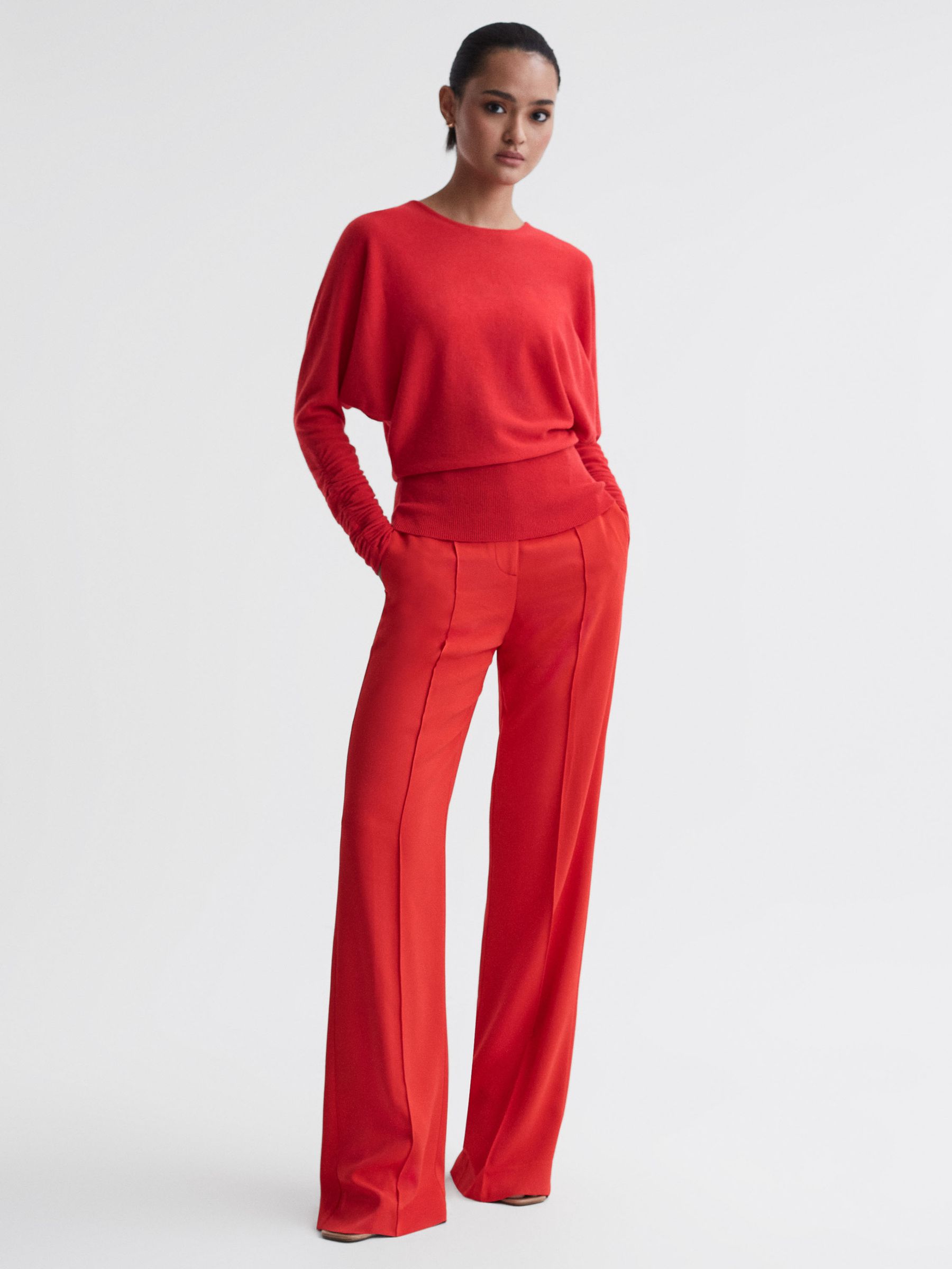 Wool Blend Batwing Sleeve Top in Coral - Image 3 of 5