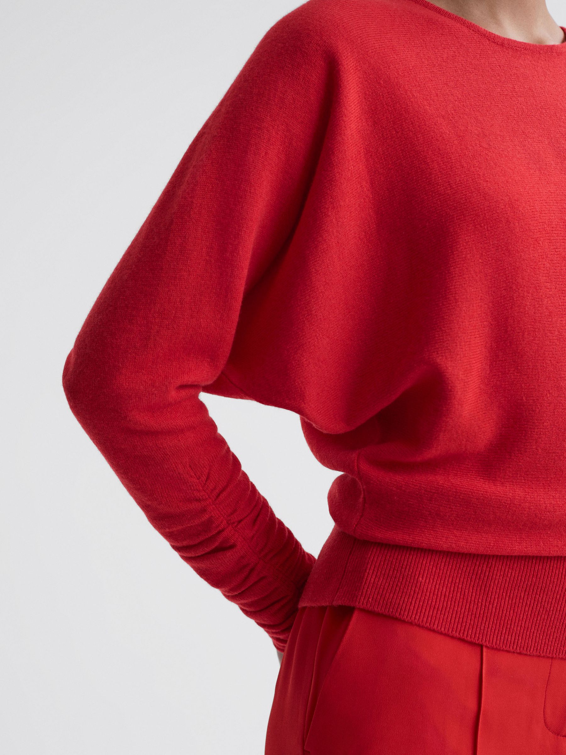 Wool Blend Batwing Sleeve Top in Coral - Image 4 of 5