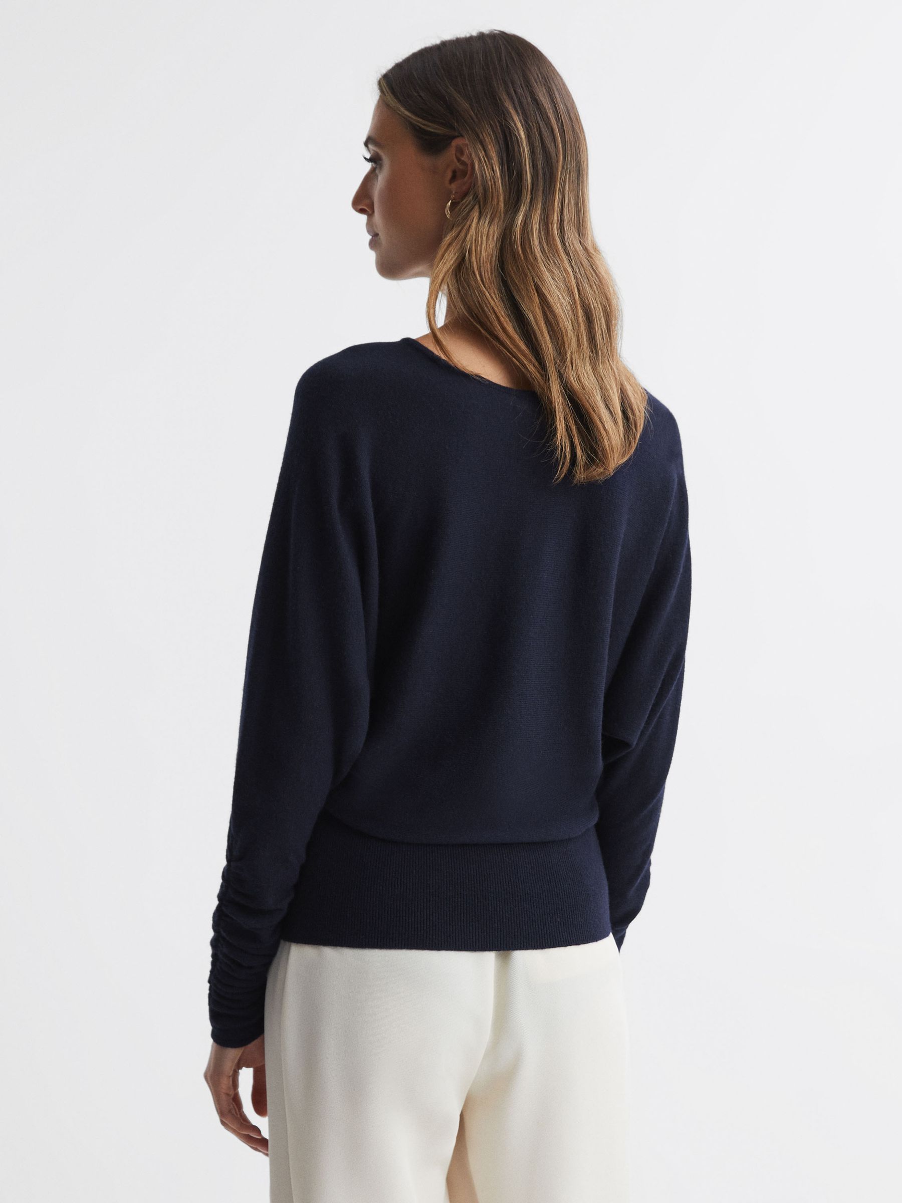 Wool Blend Batwing Sleeve Top in Navy - Image 4 of 4