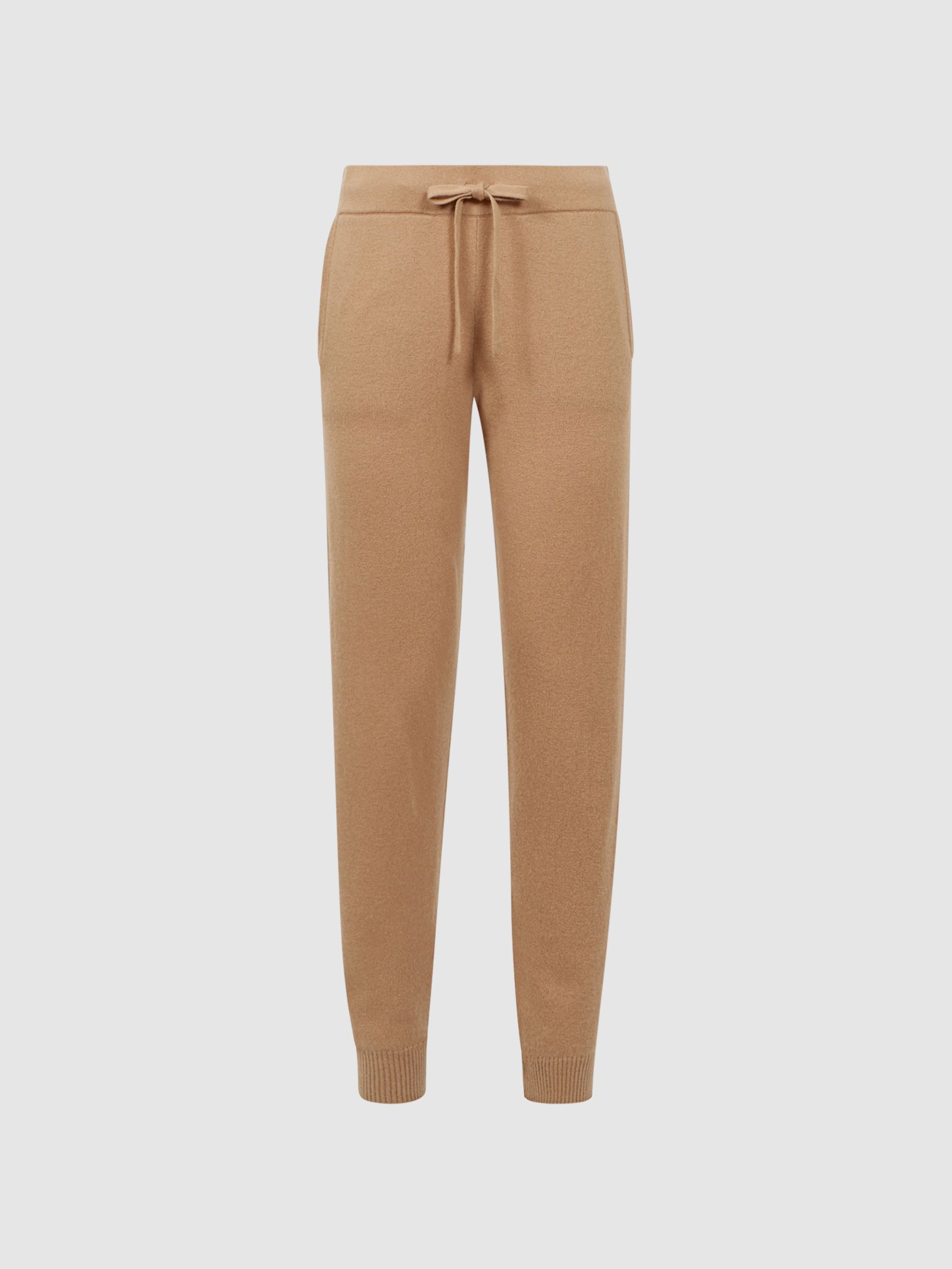 Wool Blend Drawstring Joggers in Camel - Image 2 of 4