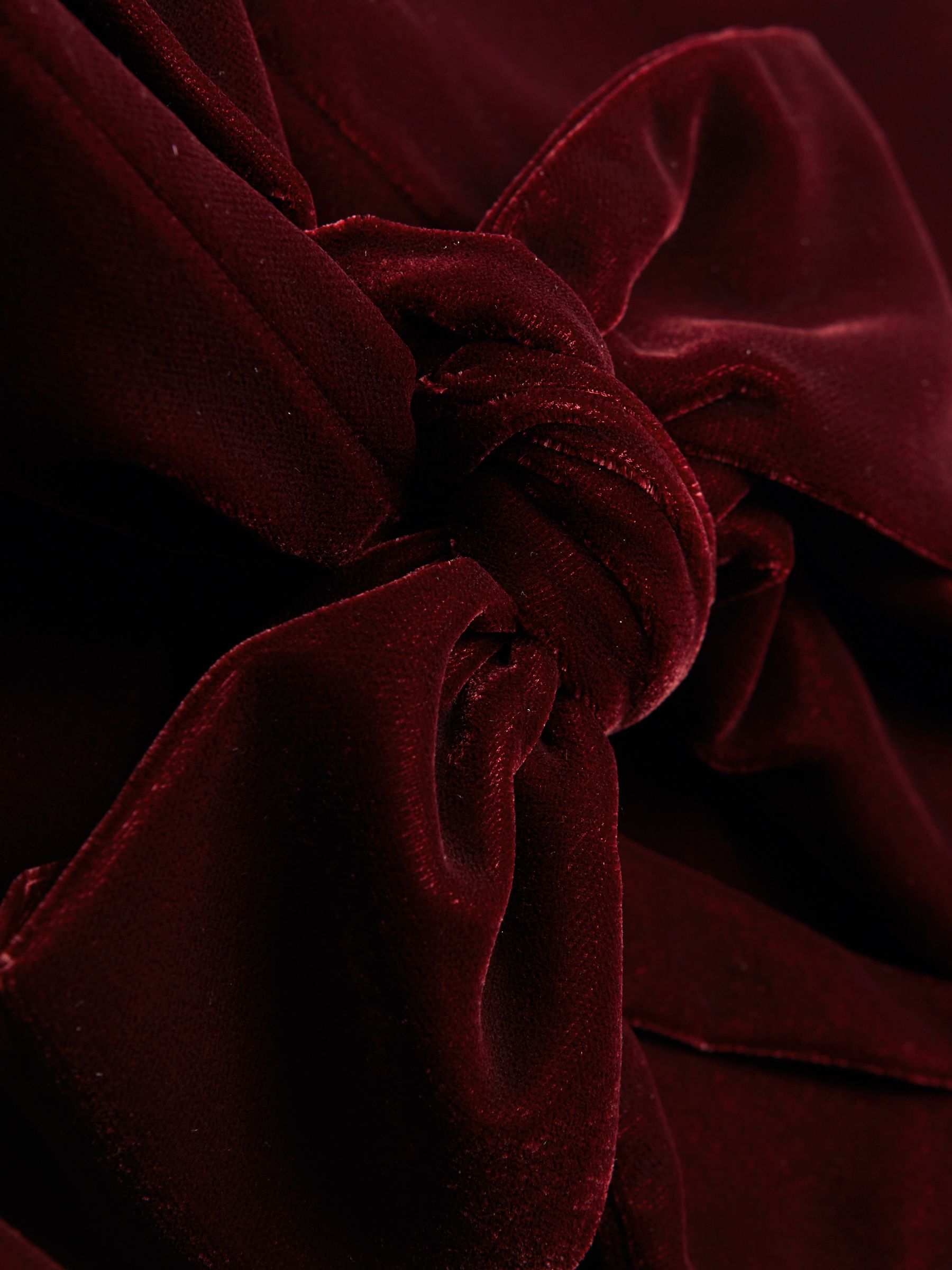 Florere Velvet Tie Neck Midi Dress in Burgundy - Image 6 of 6