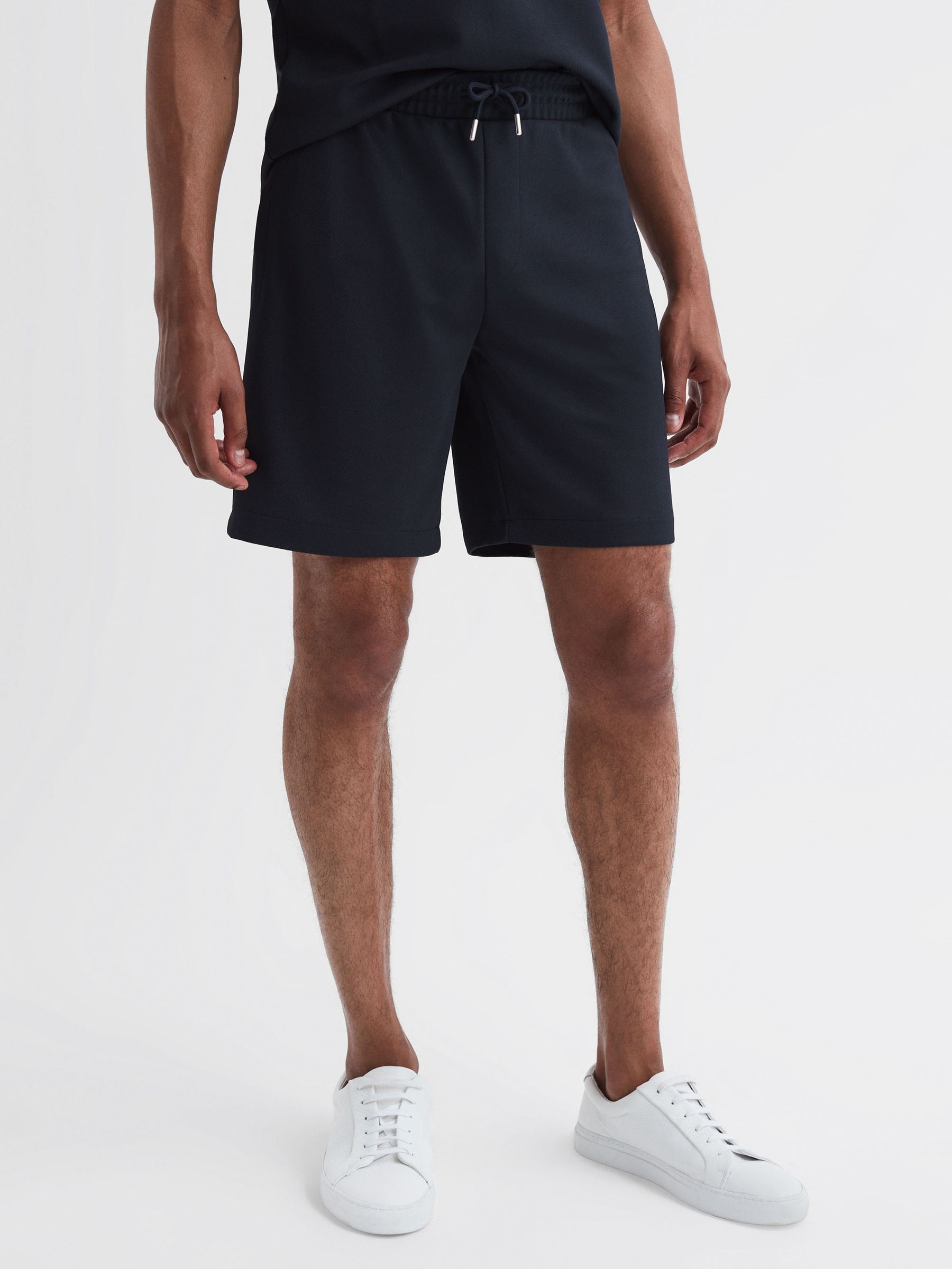 Slim Fit Drawstring Shorts in Navy - Image 3 of 5