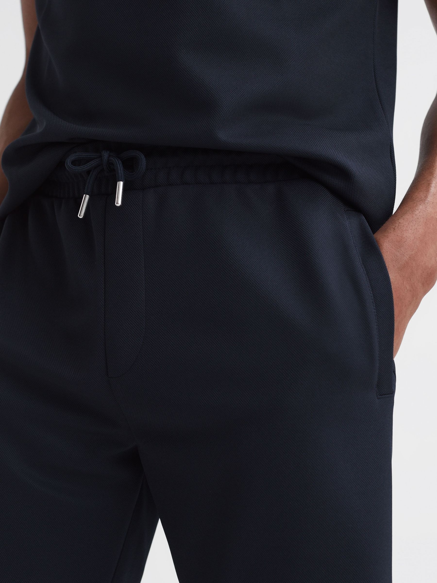 Slim Fit Drawstring Shorts in Navy - Image 5 of 5