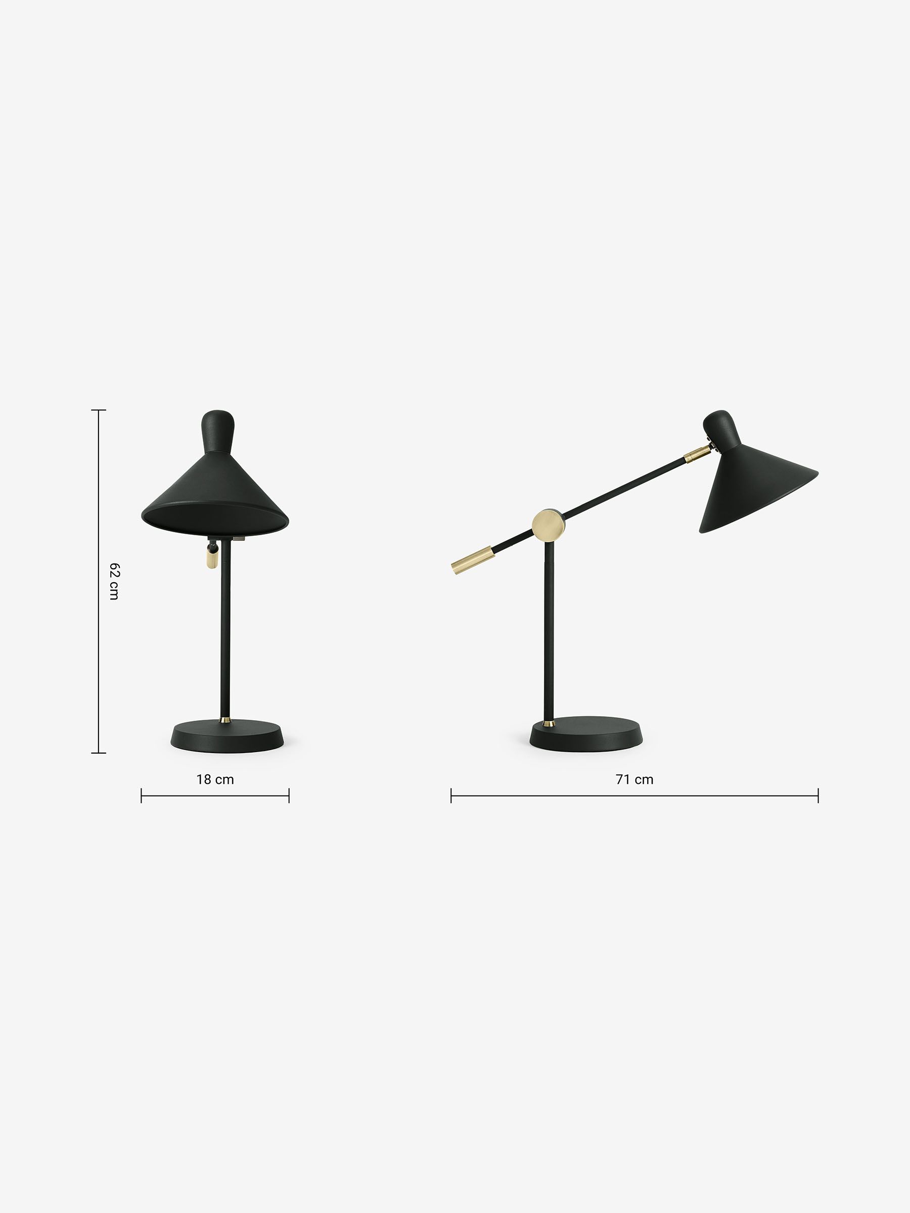 Ogilvy Task Table Lamp in Black/Brass - Image 3 of 3