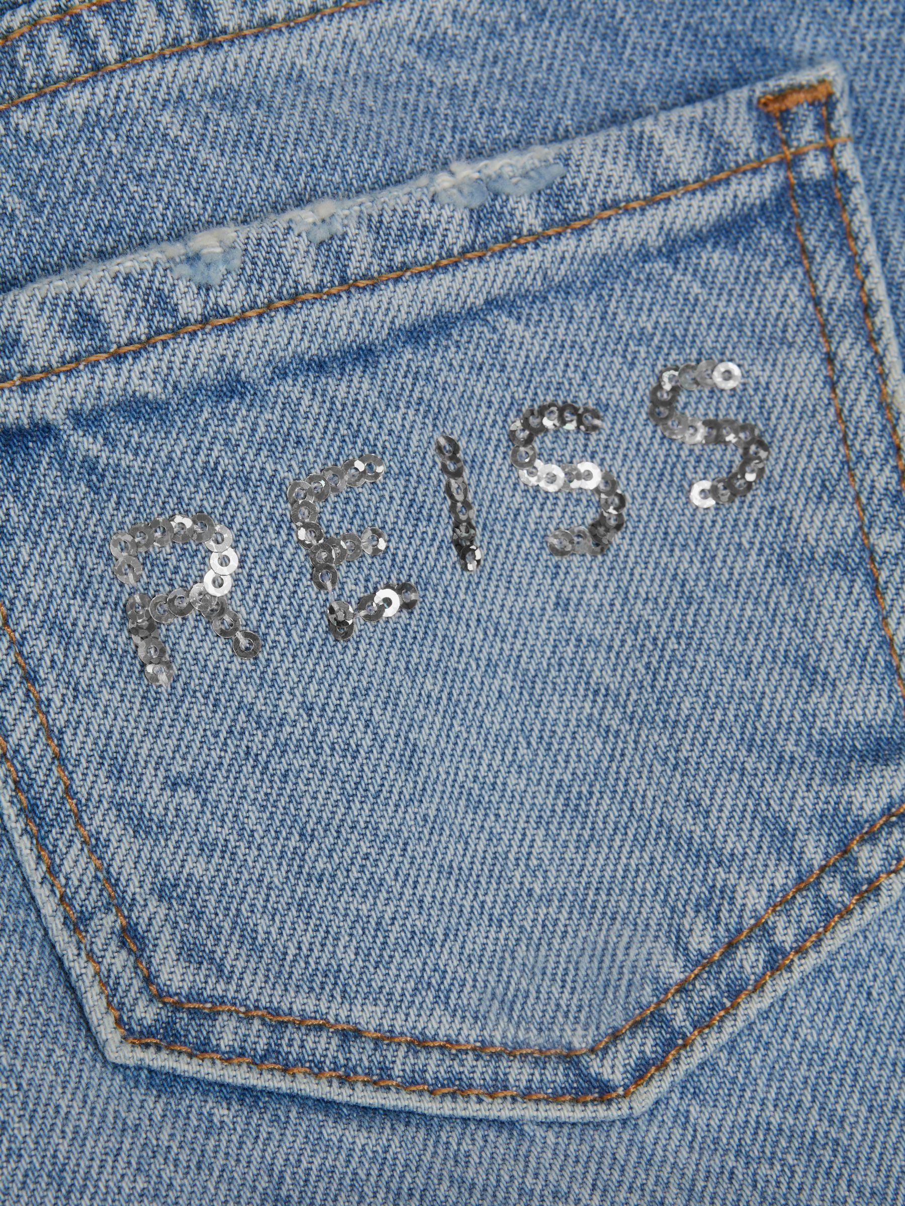 9-14 yrs Straight Leg Sequin Detail Jeans in Denim - Image 6 of 6