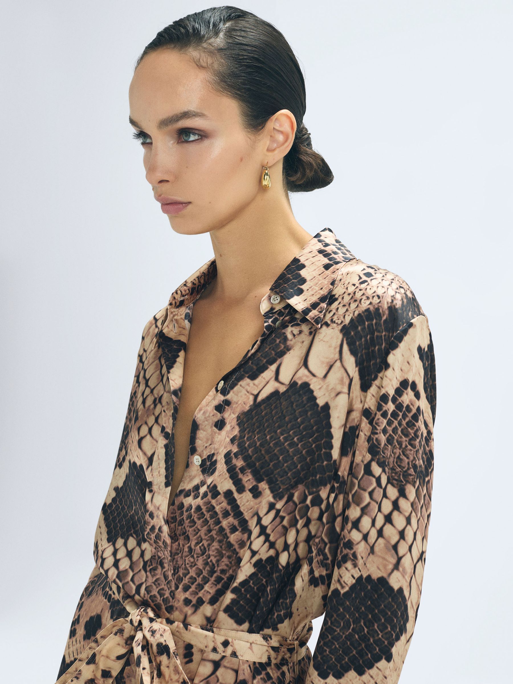 Silk Snake Print Maxi Dress in Snake - Image 3 of 6