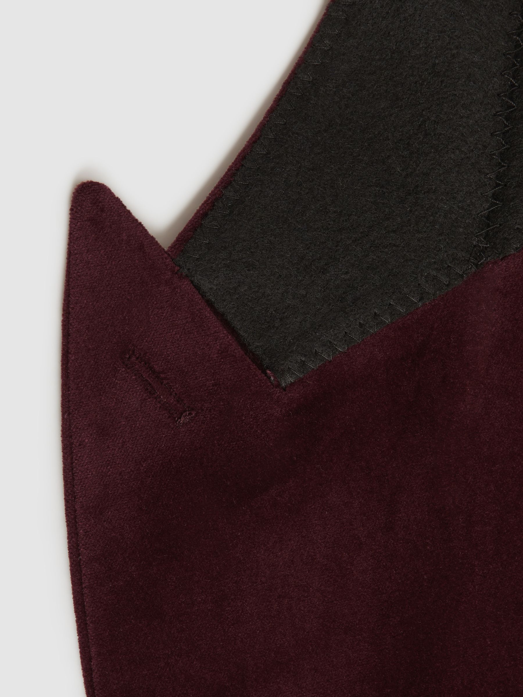 Slim Fit Velvet Single Breasted Blazer in Bordeaux - Image 7 of 7