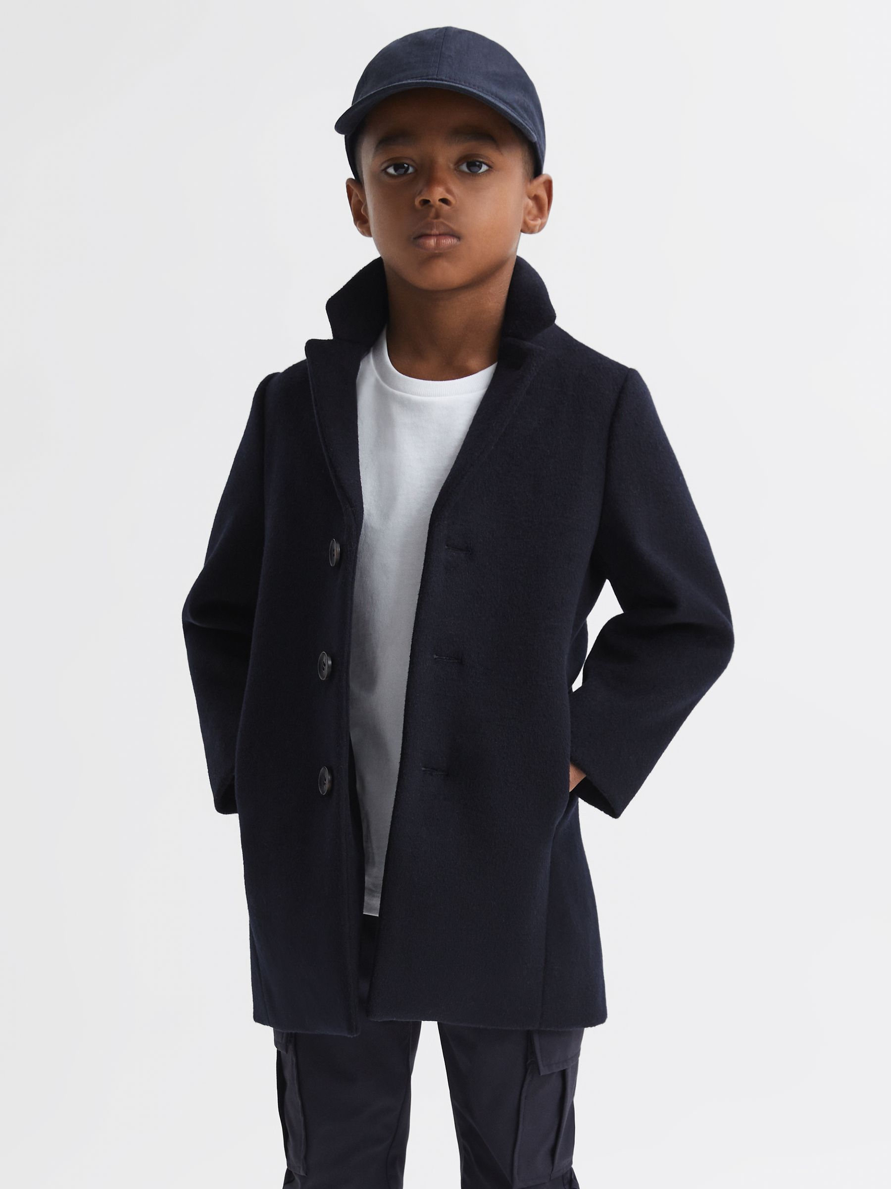 3-9 yrs Single Breasted Epsom Overcoat in Navy - Image 1 of 6