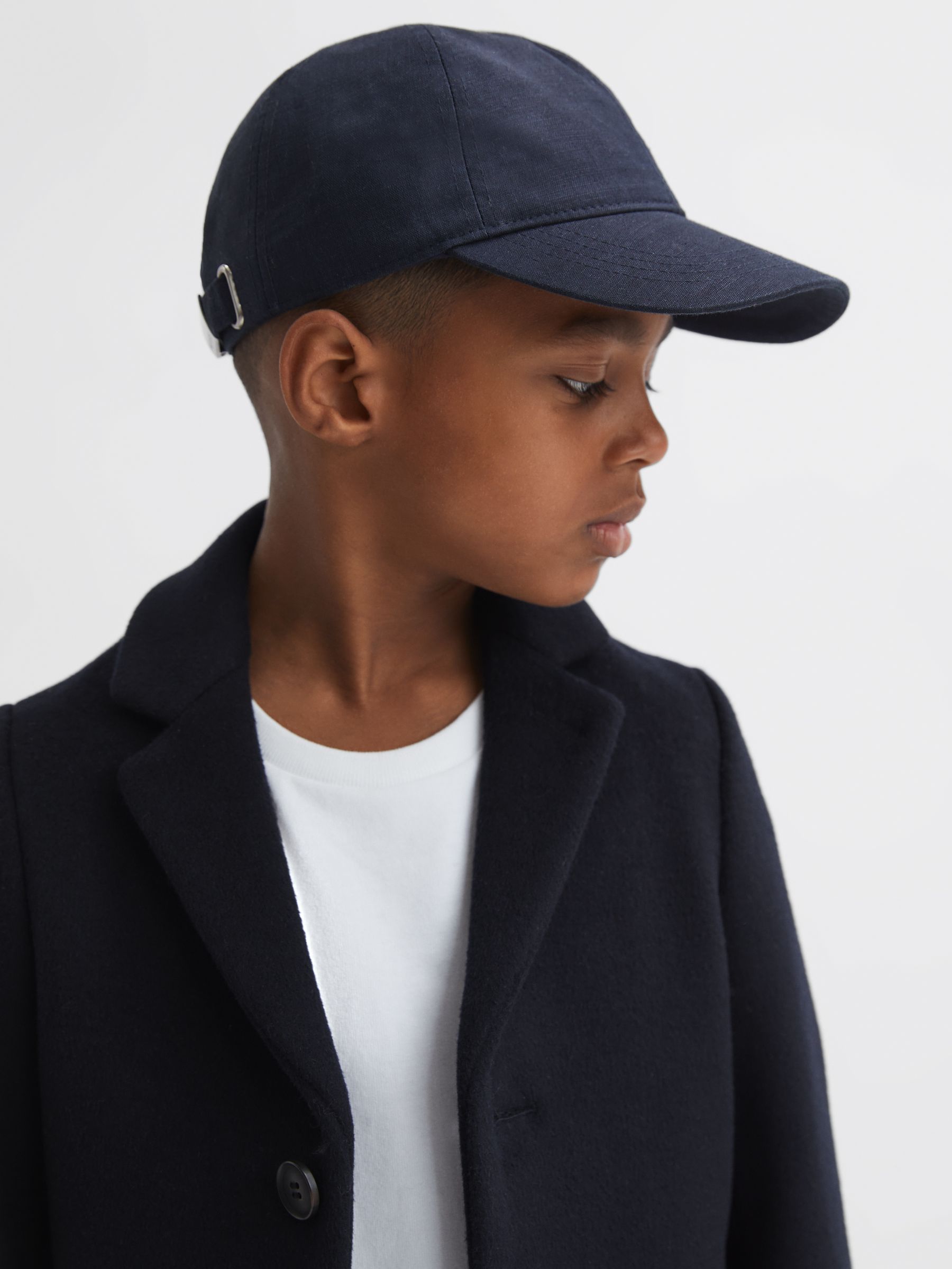 3-9 yrs Single Breasted Epsom Overcoat in Navy - Image 3 of 6