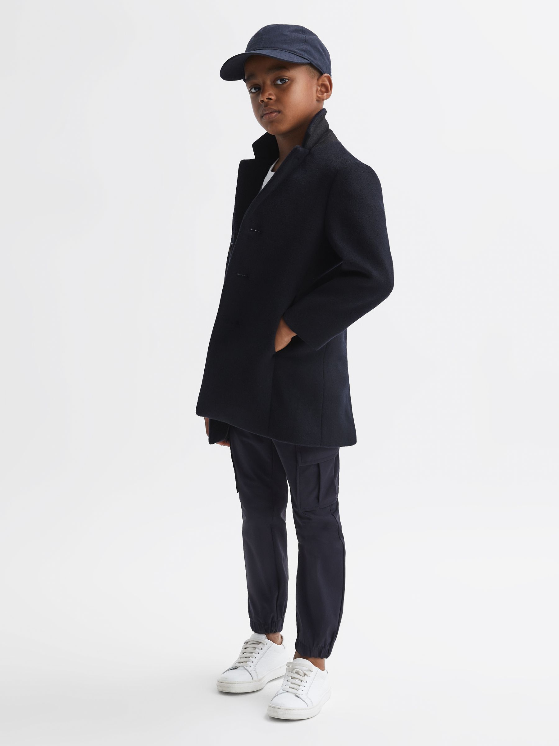 3-9 yrs Single Breasted Epsom Overcoat in Navy - Image 4 of 6