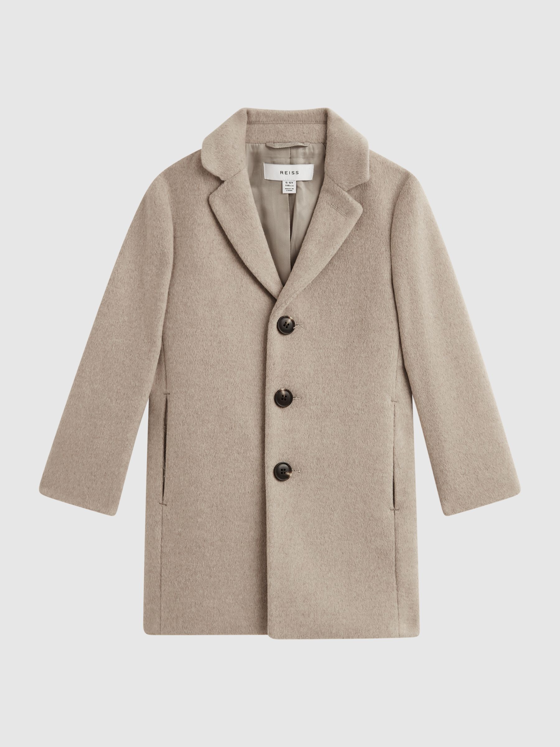 3-9 yrs Single Breasted Epsom Overcoat in Stone Melange - Image 2 of 6