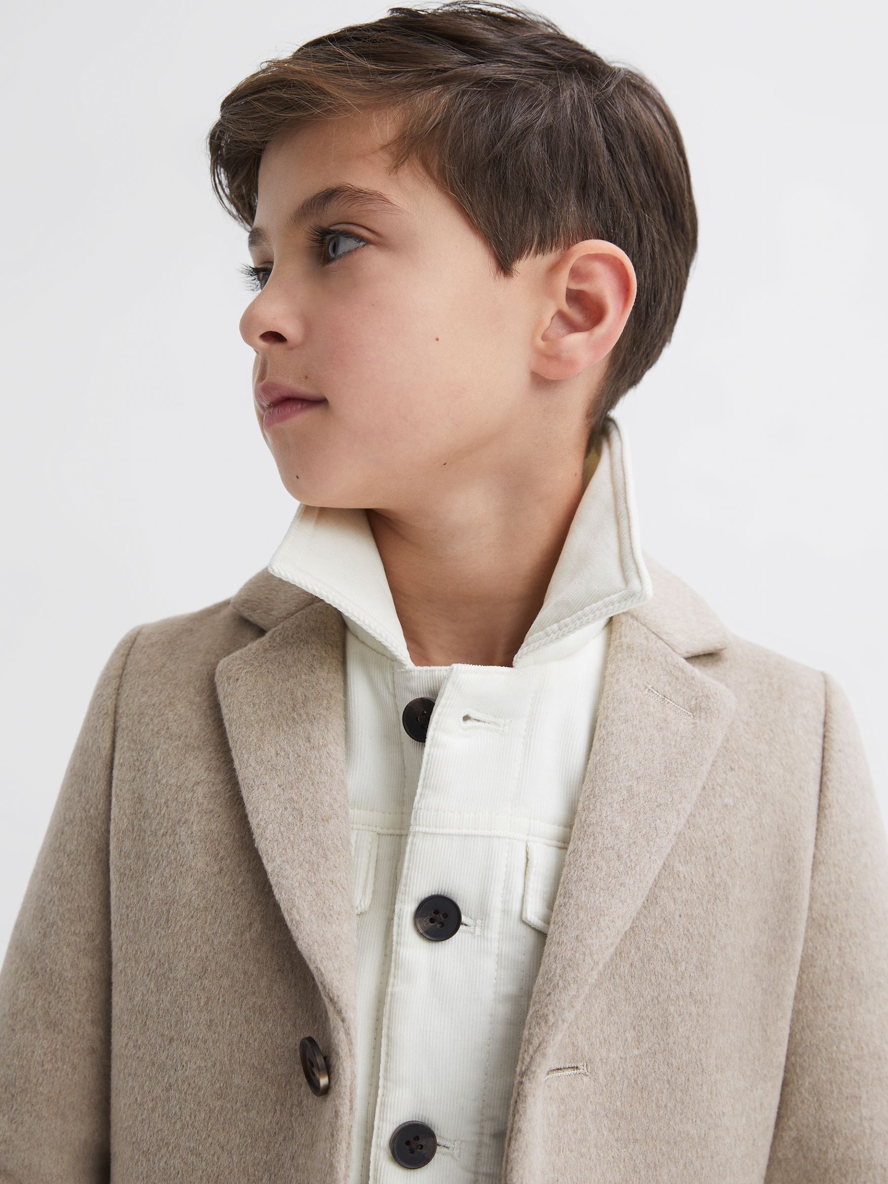 3-9 yrs Single Breasted Epsom Overcoat in Stone Melange - Image 4 of 6