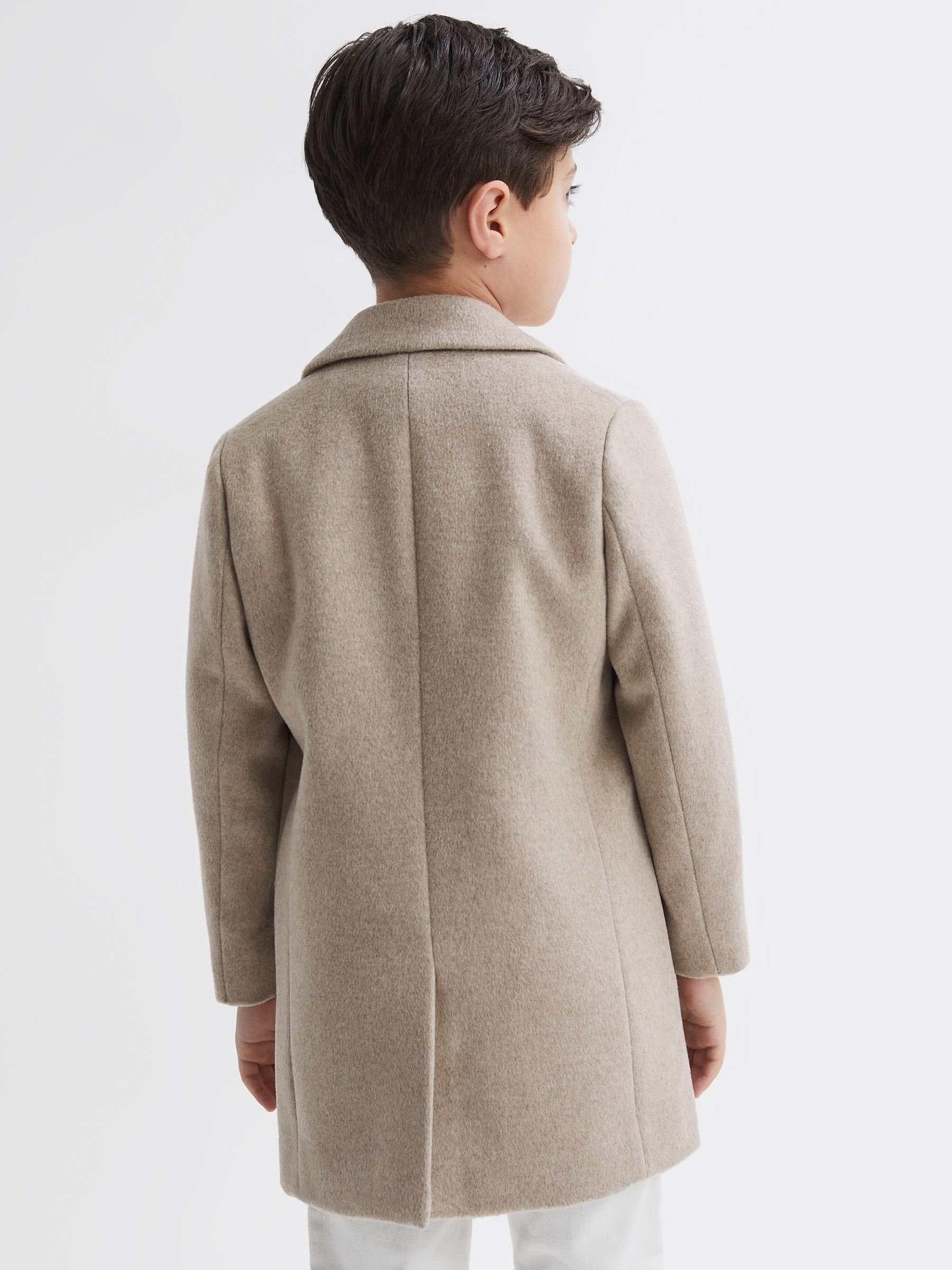 3-9 yrs Single Breasted Epsom Overcoat in Stone Melange - Image 5 of 6