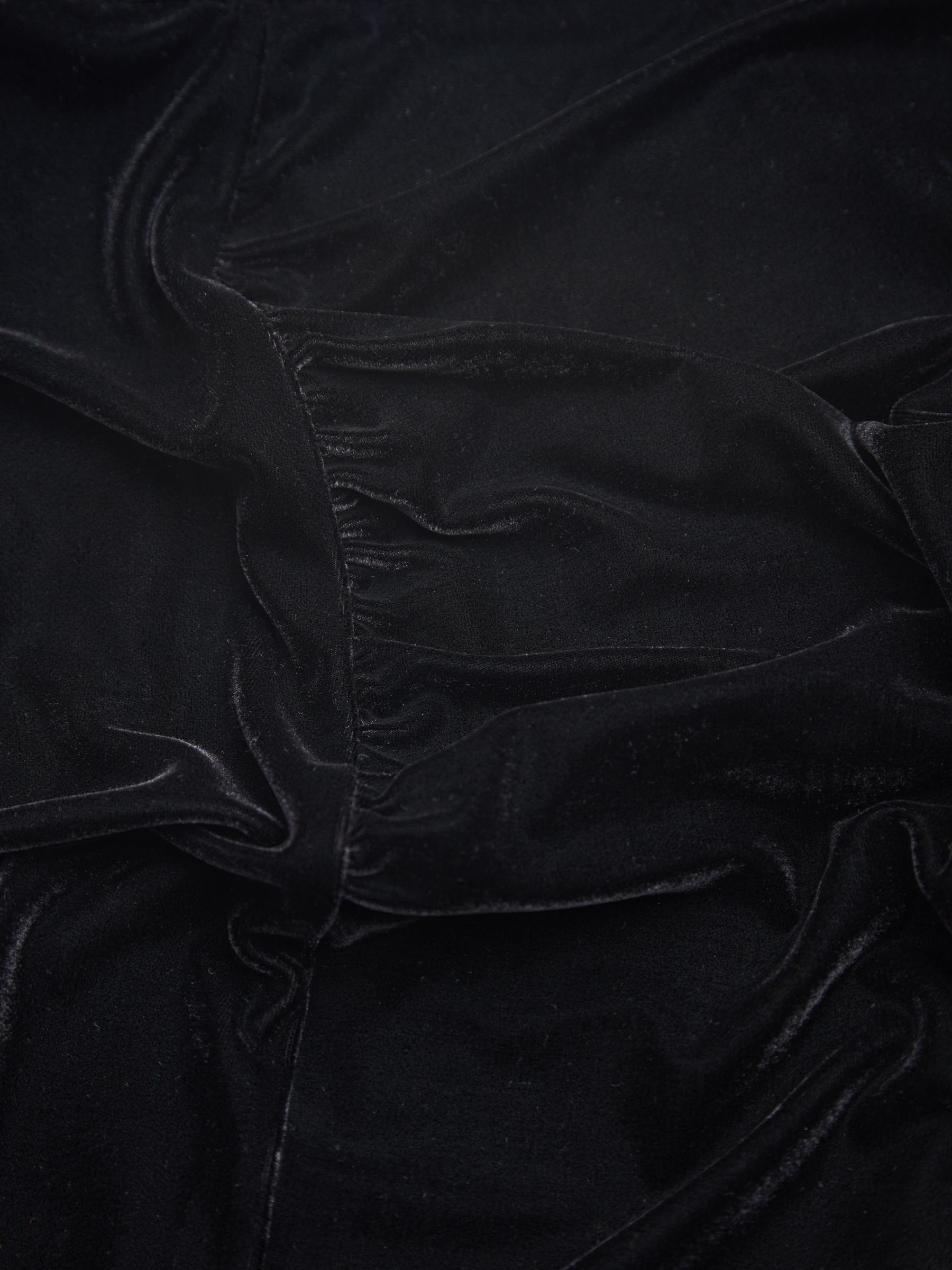 Velvet Ruched Midi Skirt in Black - Image 5 of 5