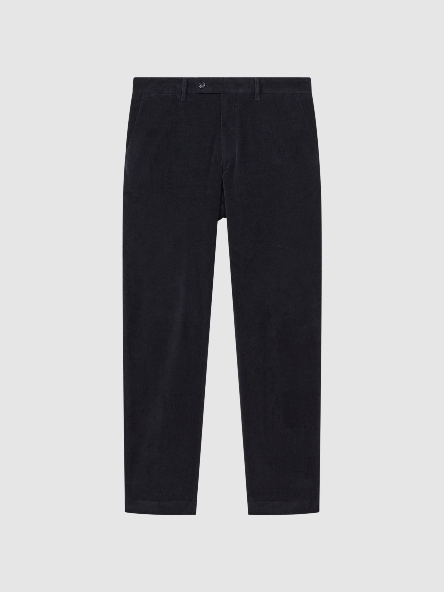 Slim Fit Brushed Cotton Trousers in Navy - Image 2 of 6