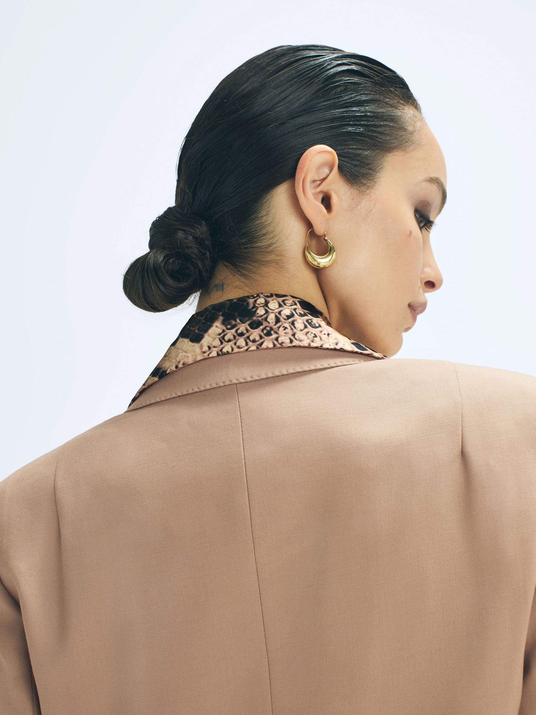 Silk Snake Print Drape Back Shirt in Snake - Image 5 of 6