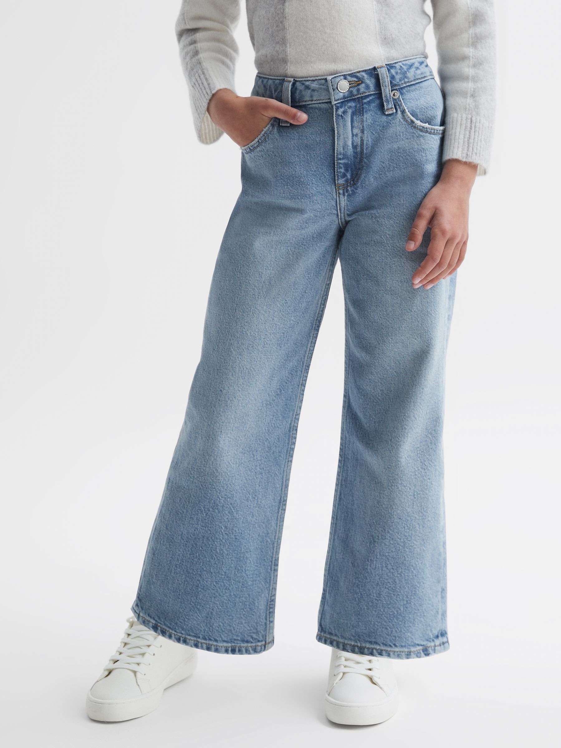 Junior Straight Leg Sequin Detail Jeans in Denim - Image 1 of 6