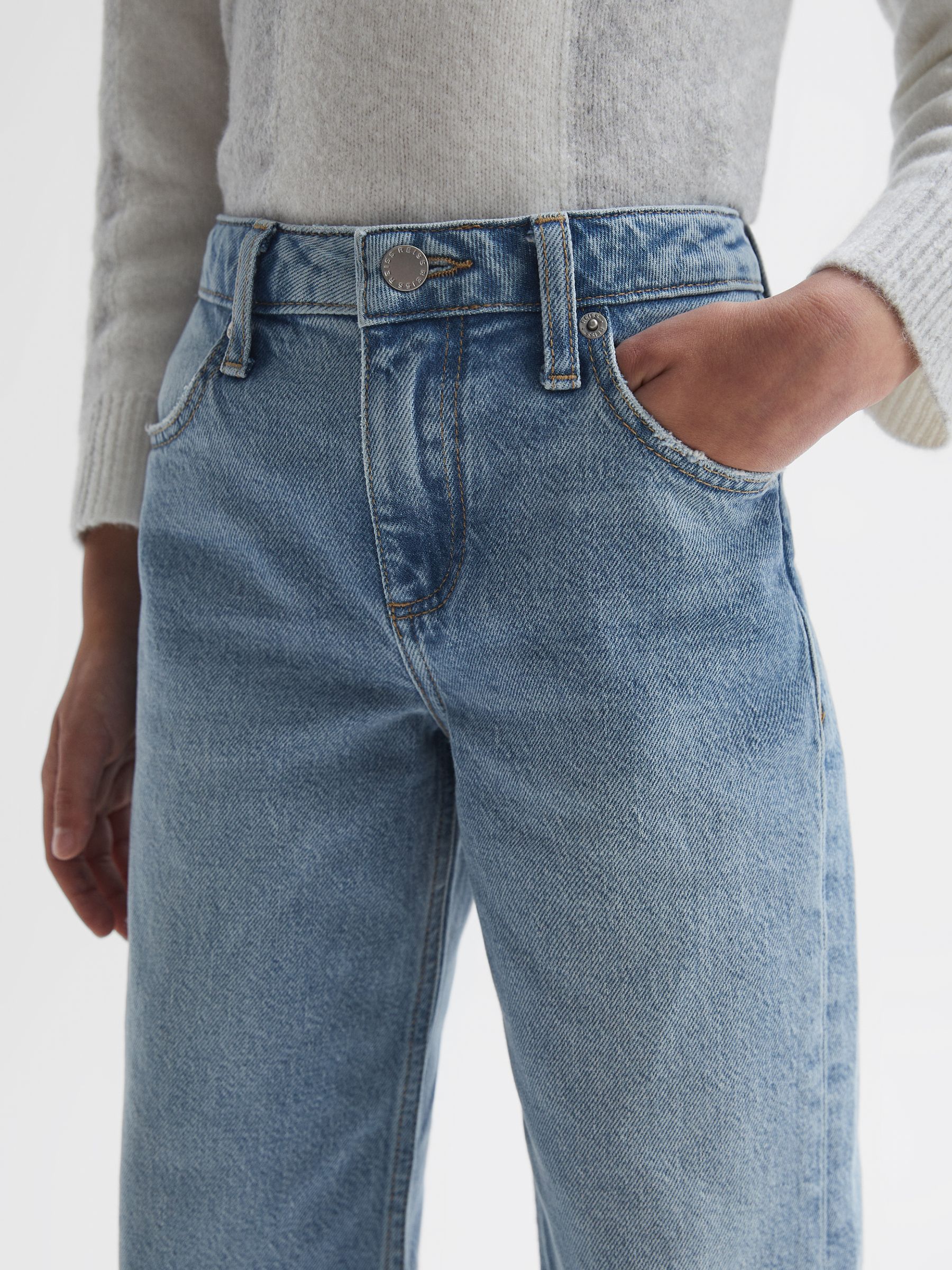 Junior Straight Leg Sequin Detail Jeans in Denim - Image 4 of 6