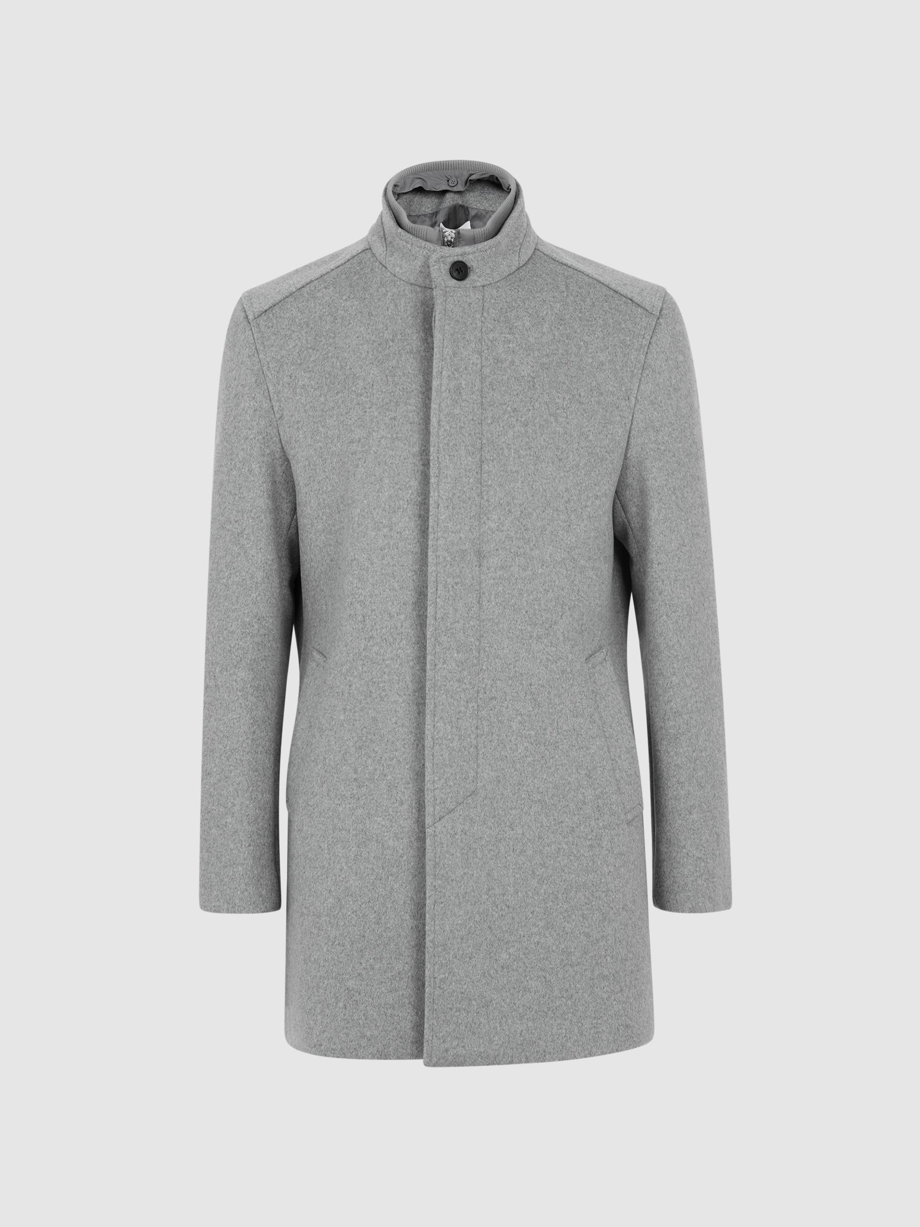 Wool Removable Insert Longline Coat in Grey - Image 2 of 5