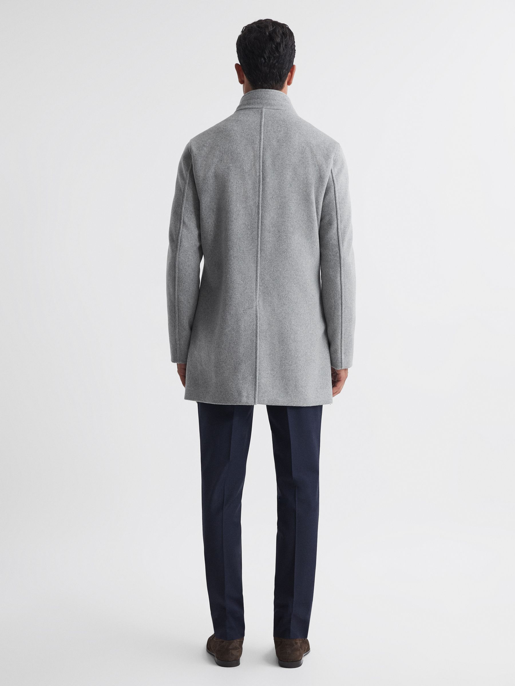 Wool Removable Insert Longline Coat in Grey - Image 5 of 5