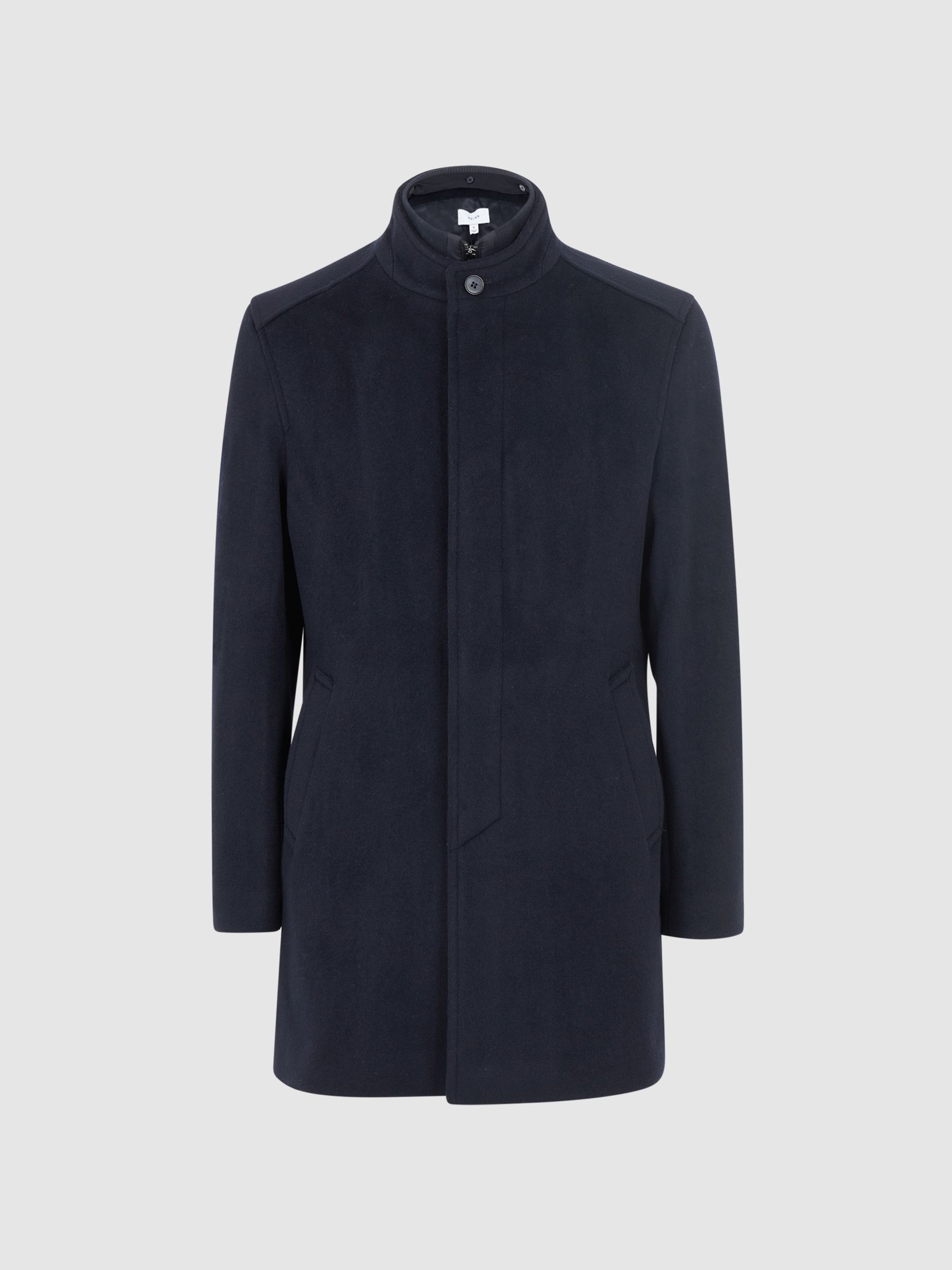 Wool Removable Insert Longline Coat in Navy - Image 2 of 5