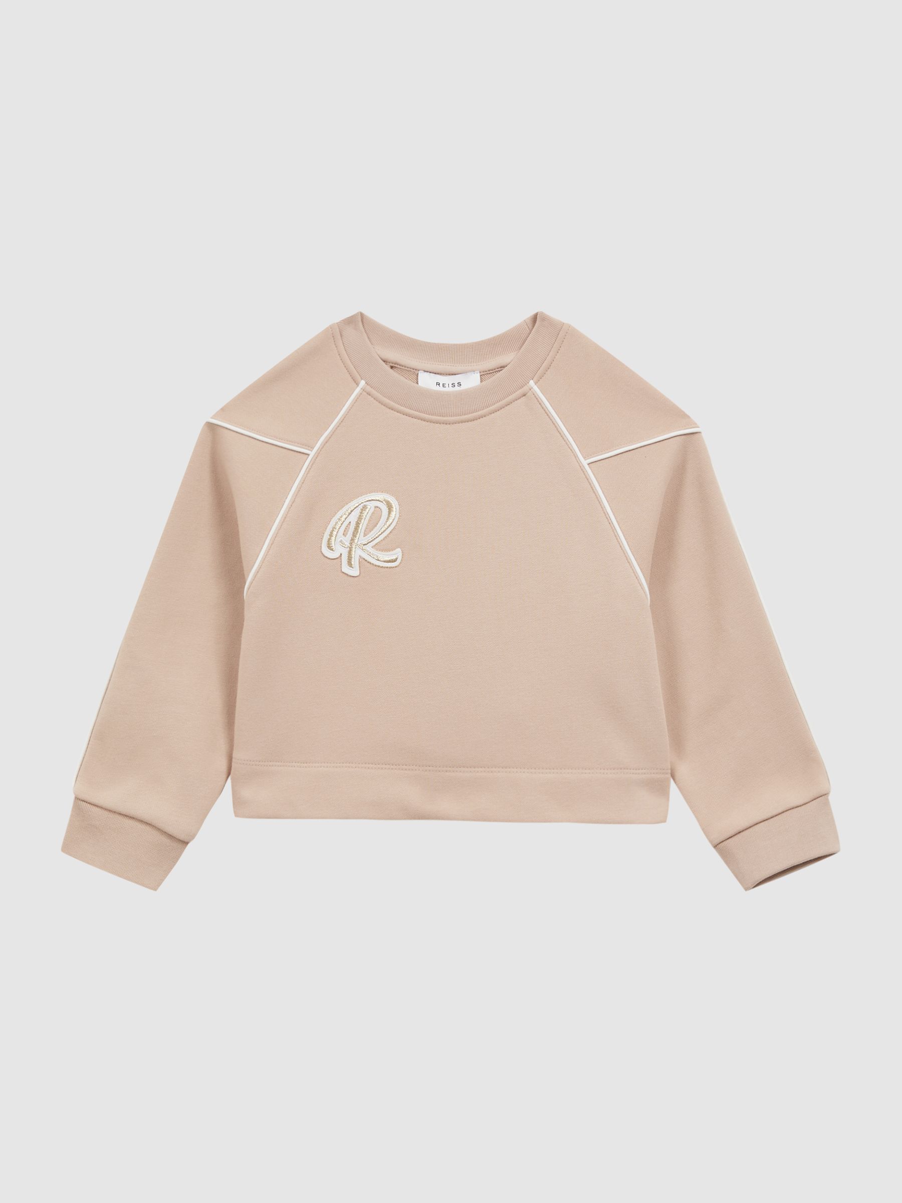 9-14 yrs Embroidered Crew Neck Sweatshirt in Camel - Image 2 of 6