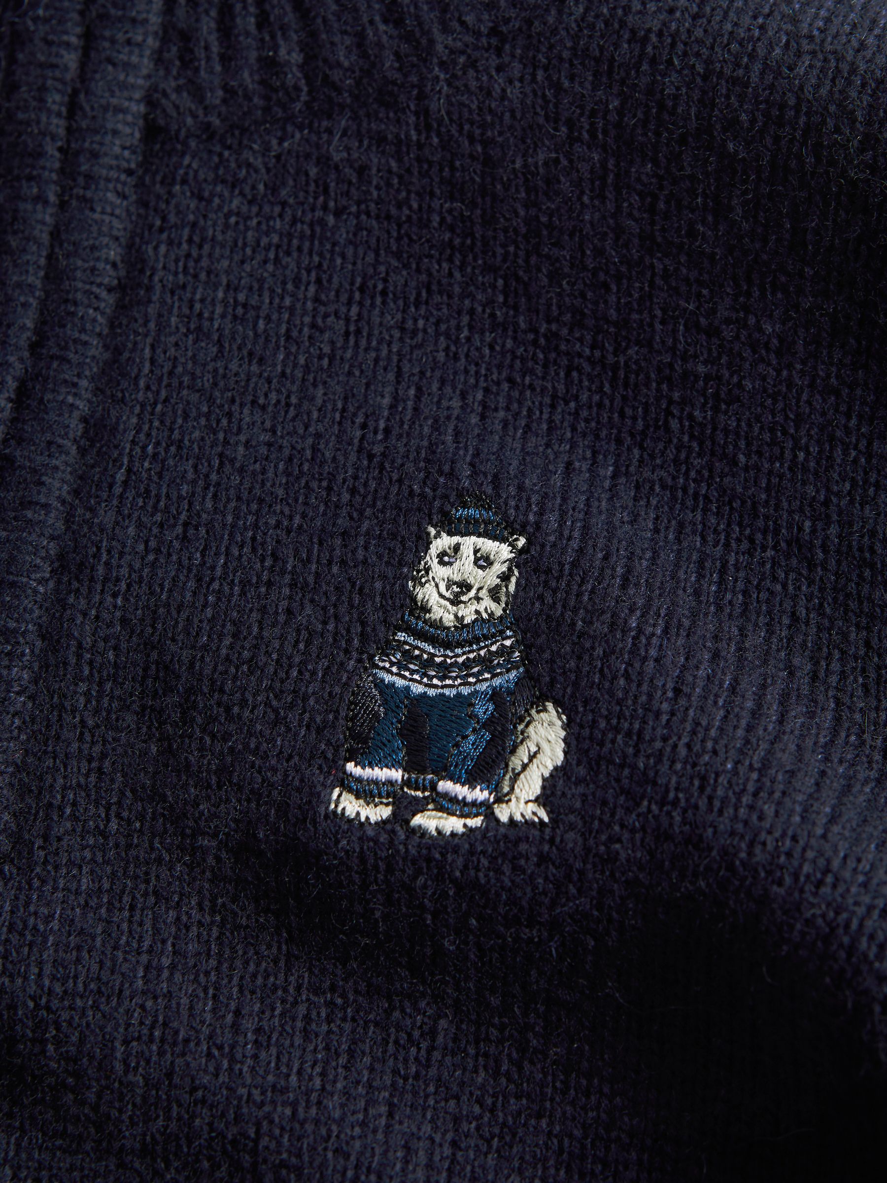 9-14 yrs Wol Motief Half-Zip Opstaande kraag Trui in Navy - Afbeelding 6 van 6