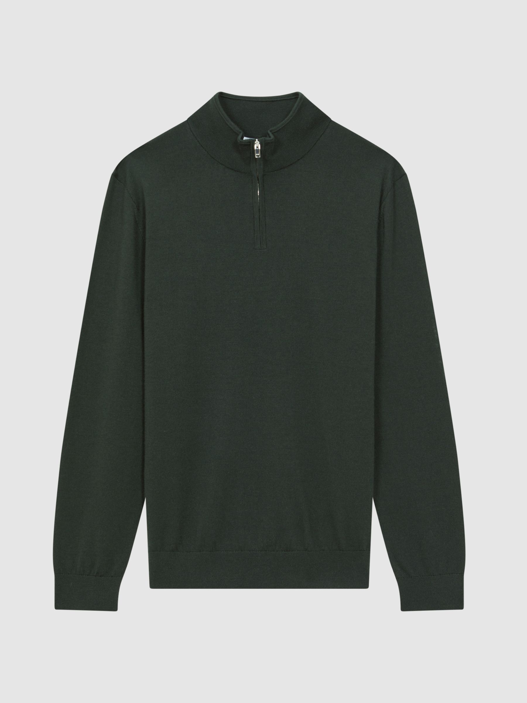 Merino Wool Half-Zip Jumper in Forest - Image 2 of 5 Merino Wool Half-Zip Jumper in Forest - Image 2 of 5