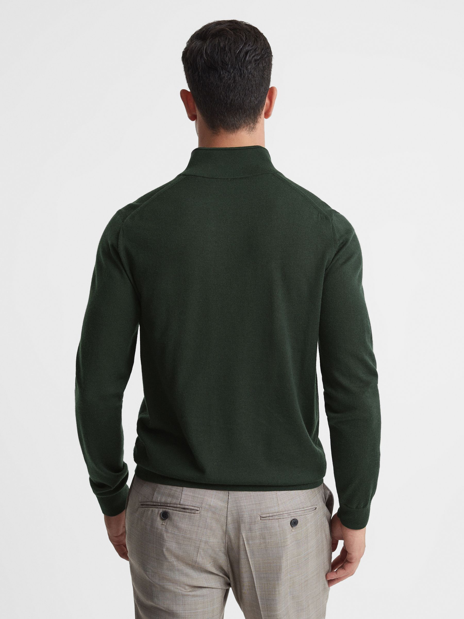 Merino Wool Half-Zip Jumper in Forest - Image 5 of 5