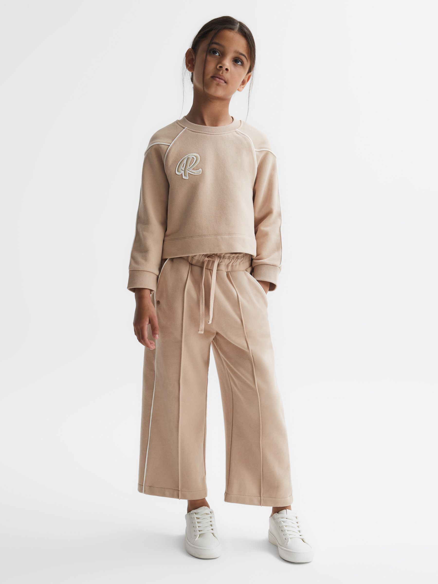 4-9 yrs Embroidered Crew Neck Sweatshirt in Camel - Image 3 of 6