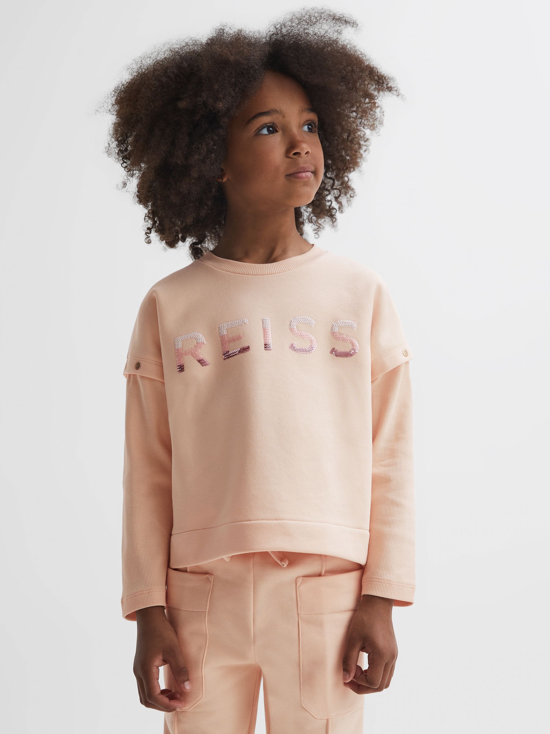 9-14 yrs Sequin Motif Jumper in Pink - Image 3 of 6