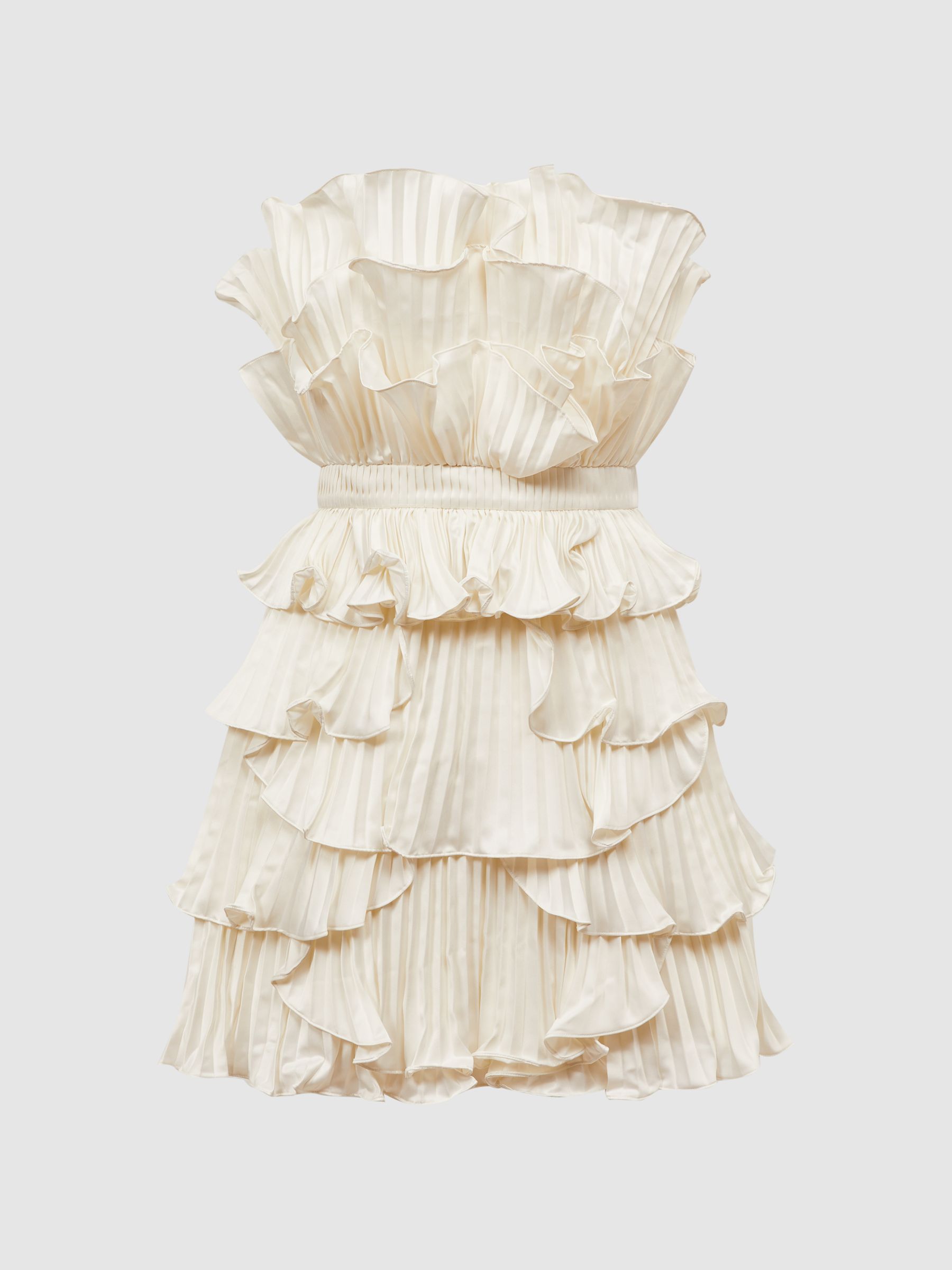 Amur Strapless Ruffle Mini Dress in Ivory - Image 2 of 5