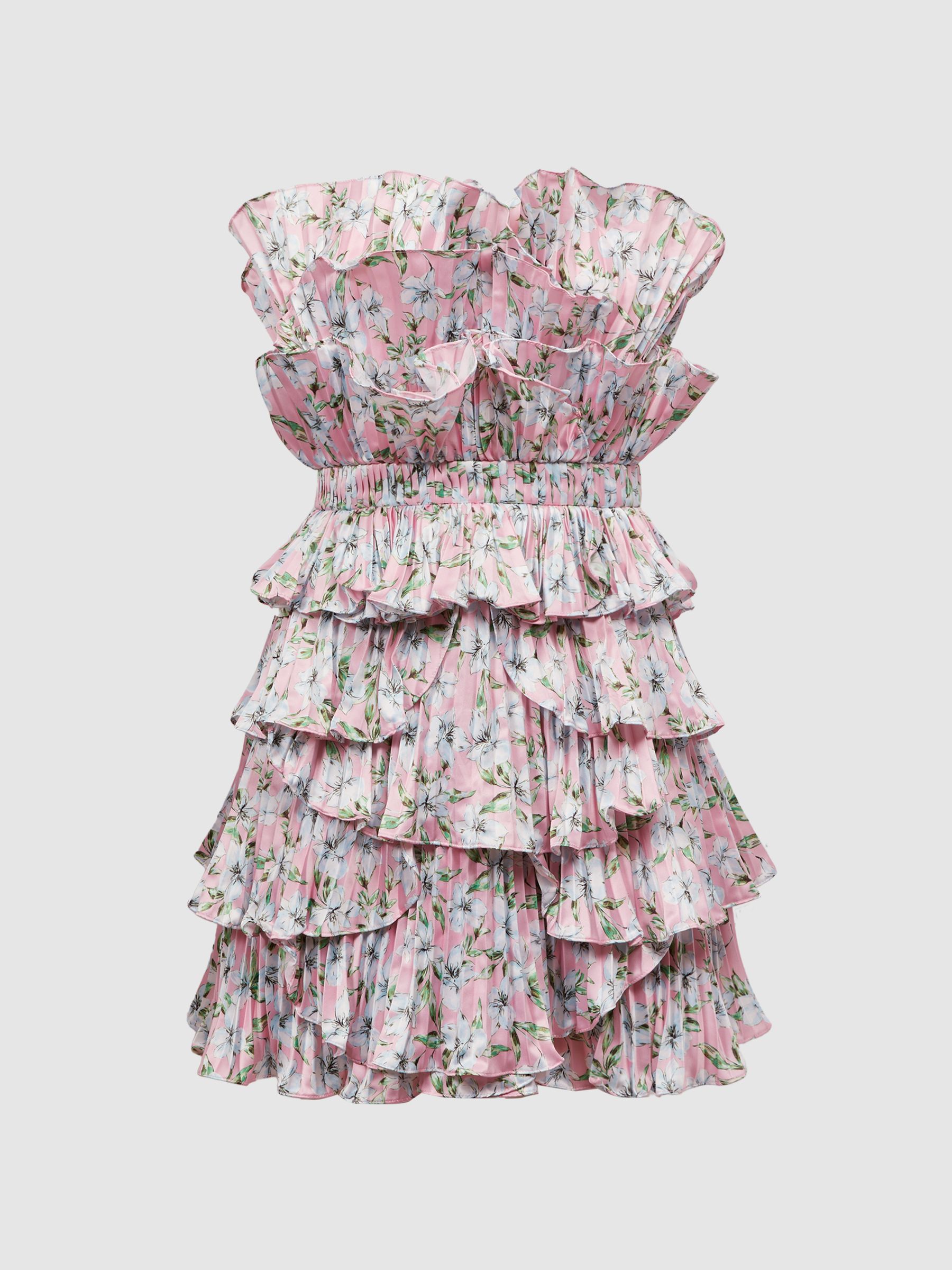 Amur Strapless Ruffle Mini Dress in Rosewater Posey - Image 2 of 5