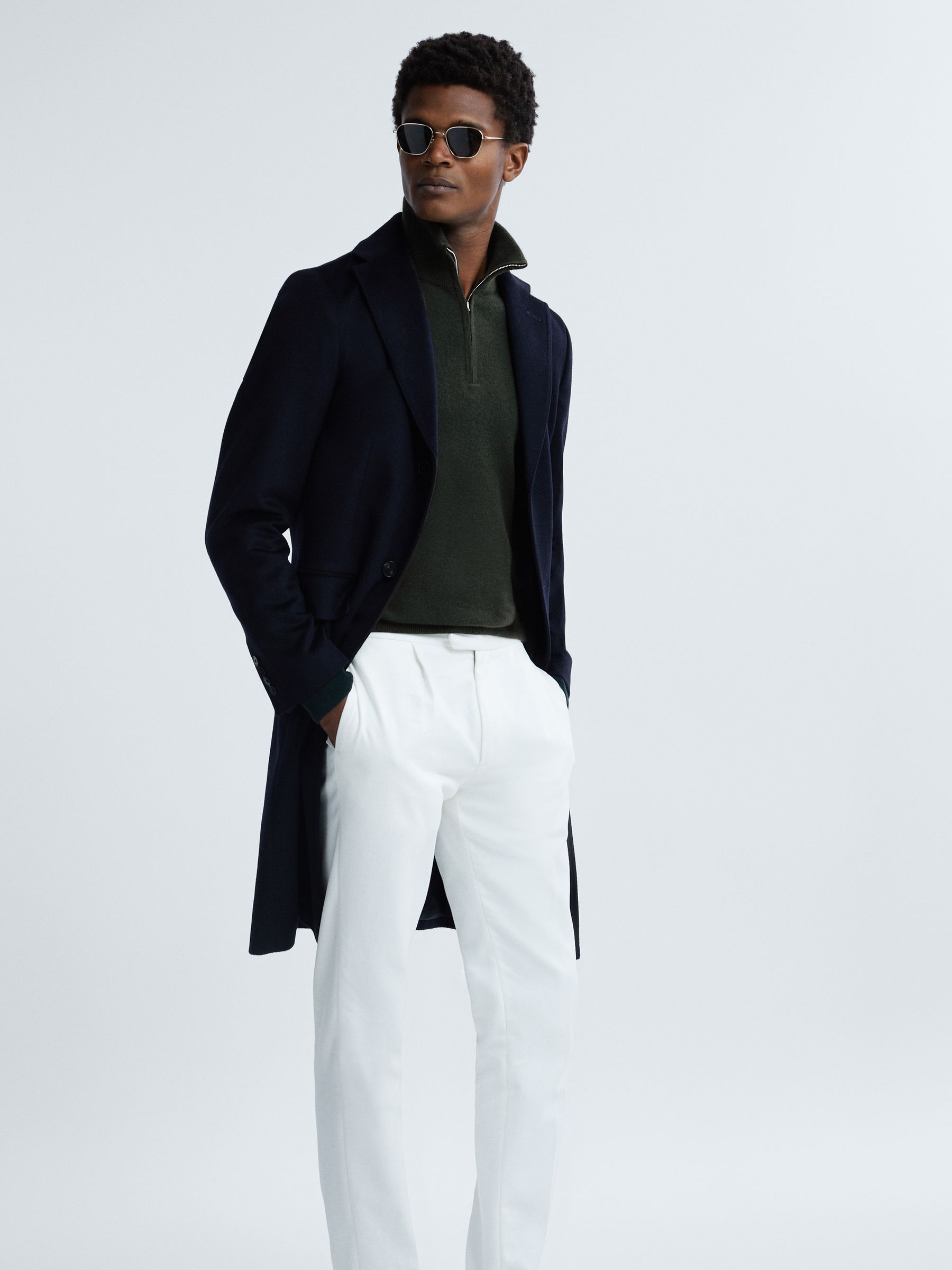 Atelier Cashmere Half-Zip Funnel Neck Jumper in Forest Green - Image 3 of 6