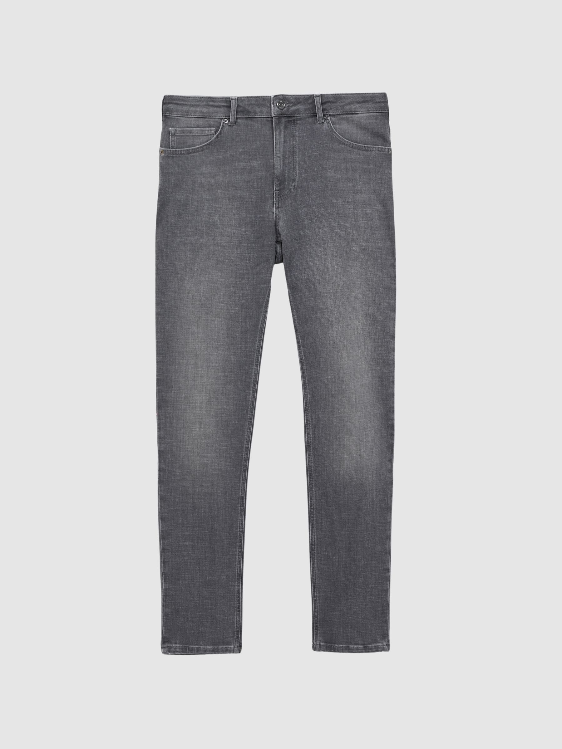 Slim Fit Washed Jeans in Grey - Image 2 of 4