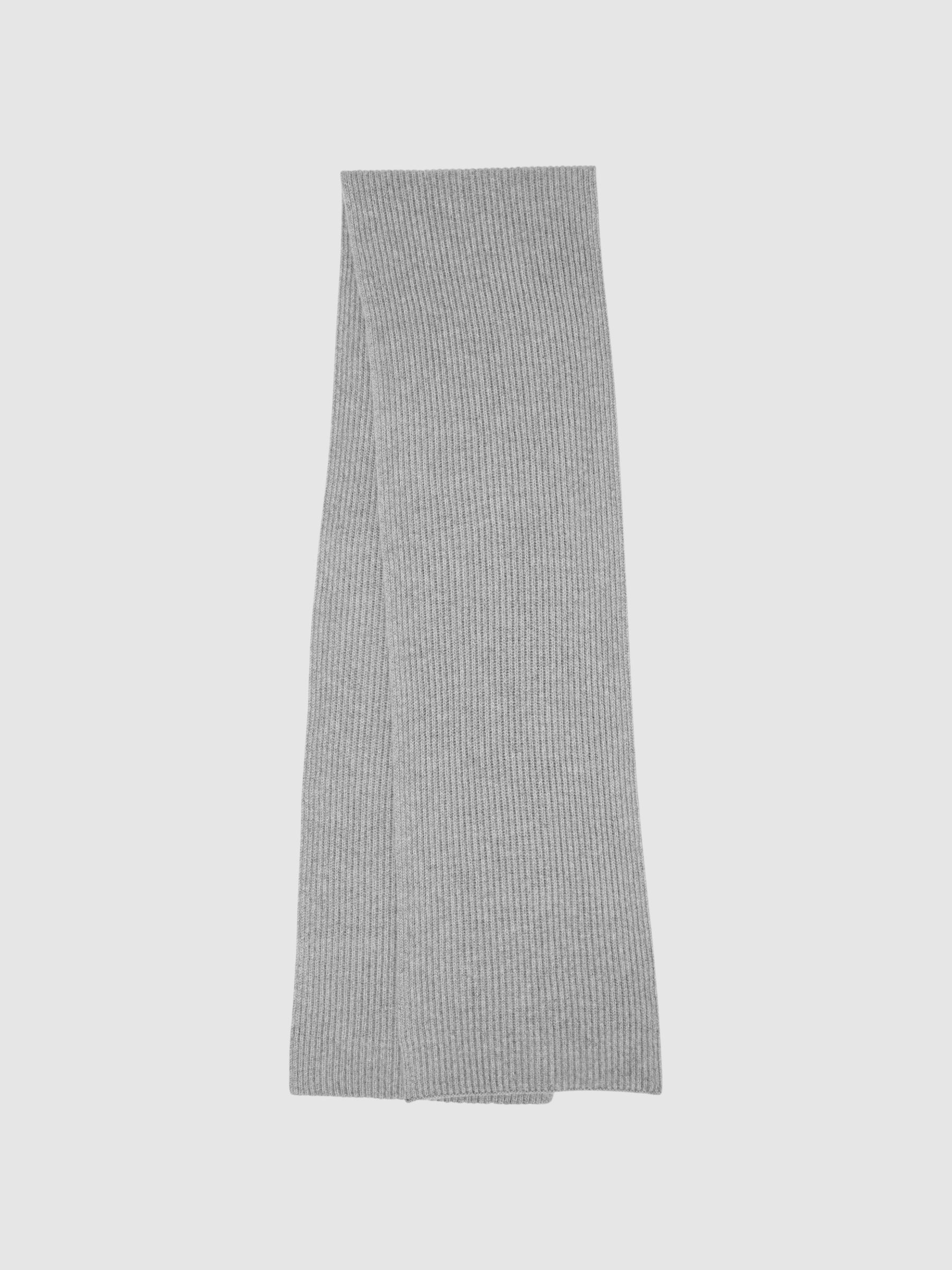 Cashmere Ribbed Scarf in Soft Grey - Image 1 of 4