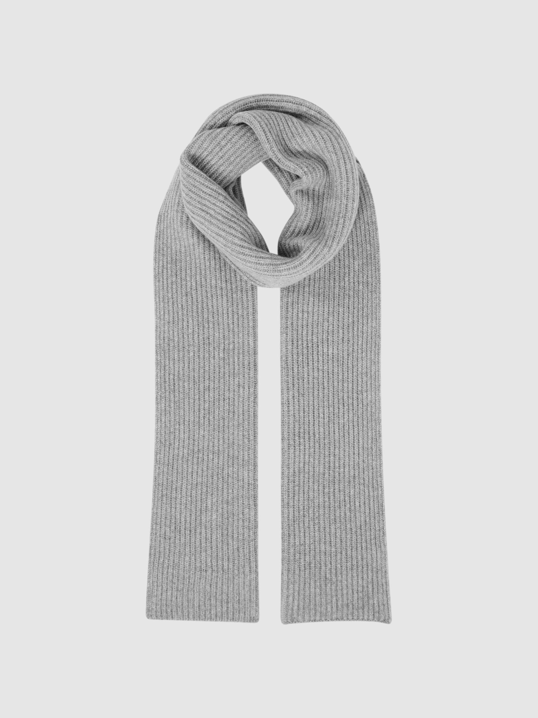 Cashmere Ribbed Scarf in Soft Grey - Image 3 of 4