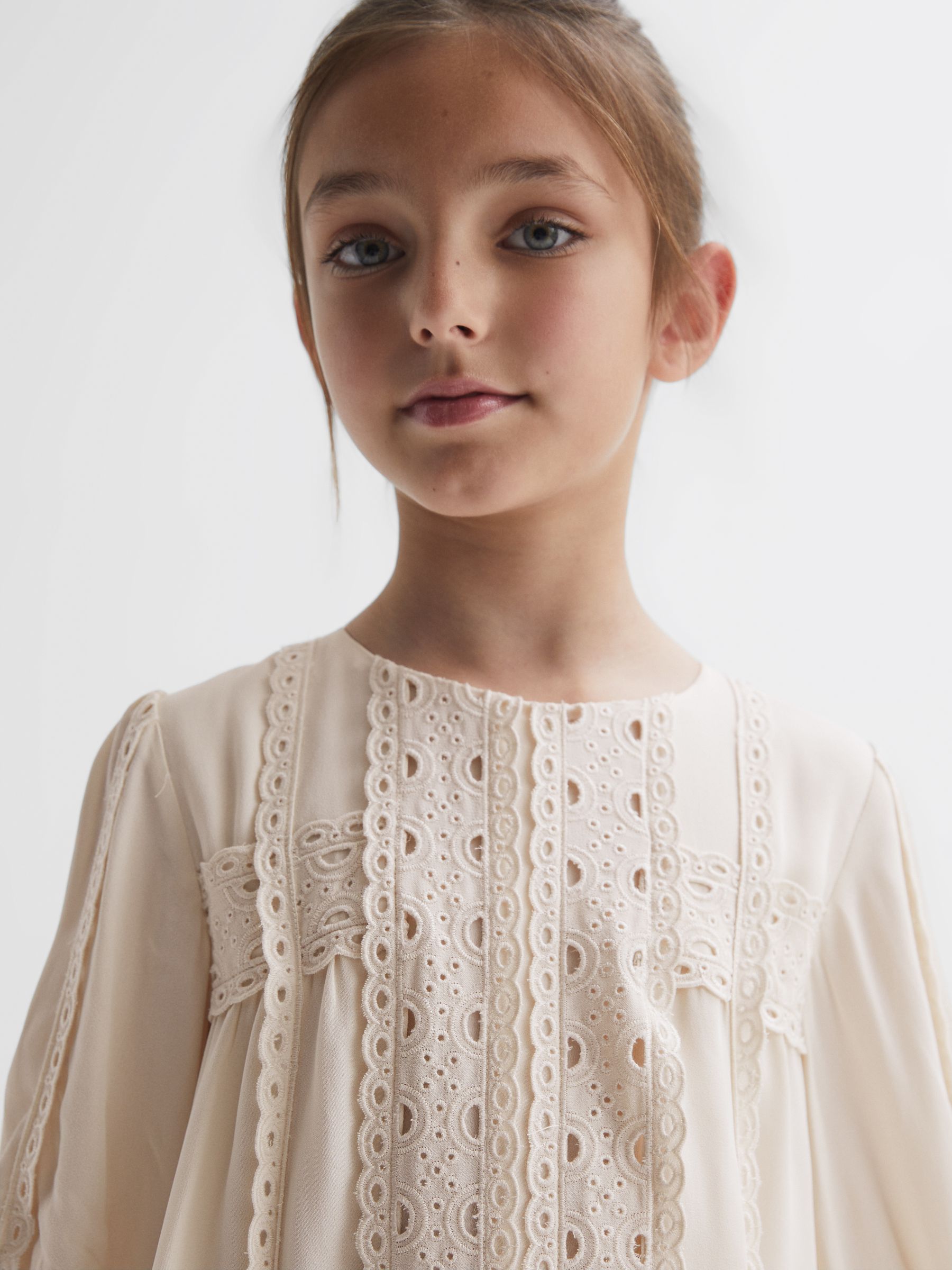 4-9 yrs Long Sleeve Lace Dress in Ivory - Image 4 of 6
