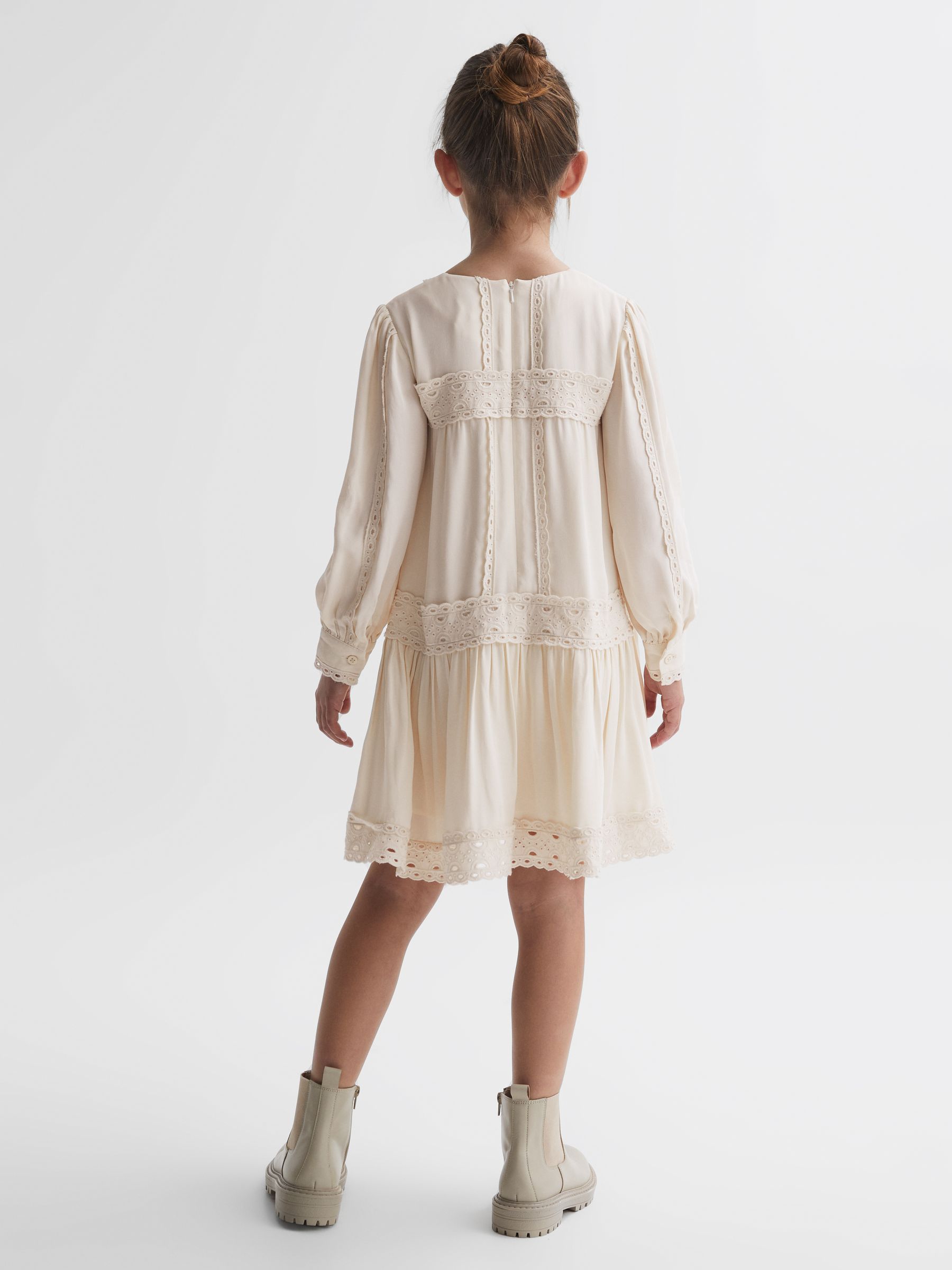 4-9 yrs Long Sleeve Lace Dress in Ivory - Image 5 of 6