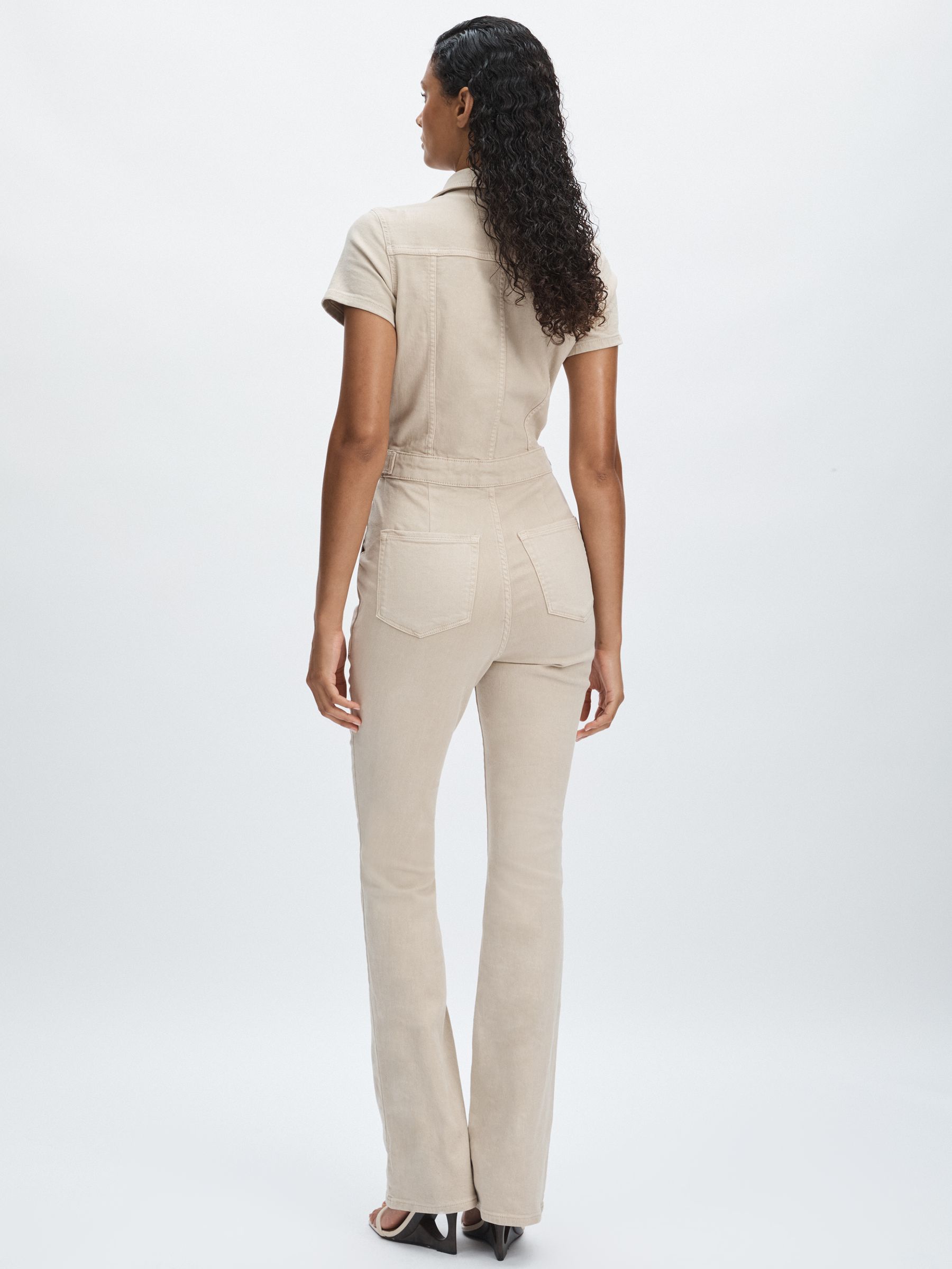 Good American Twill Utility Bootcut Jumpsuit in Sand - Image 5 of 6