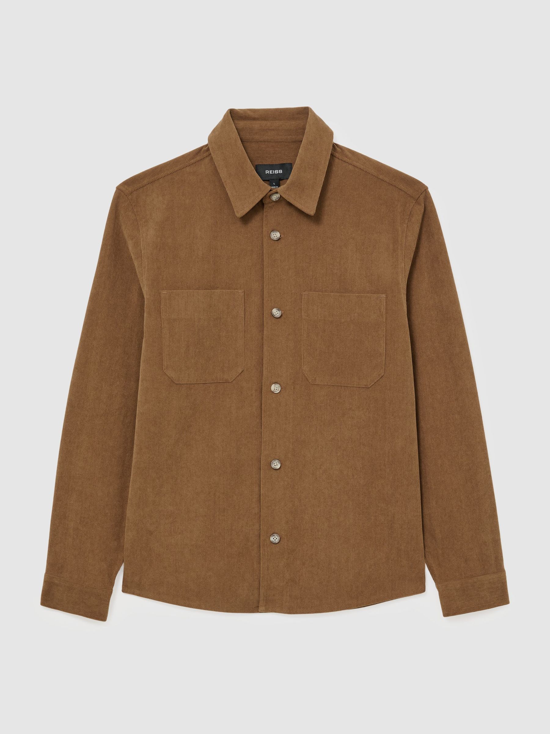 Corduroy Twin-Pocket Overshirt in Camel Brown - Image 2 of 7