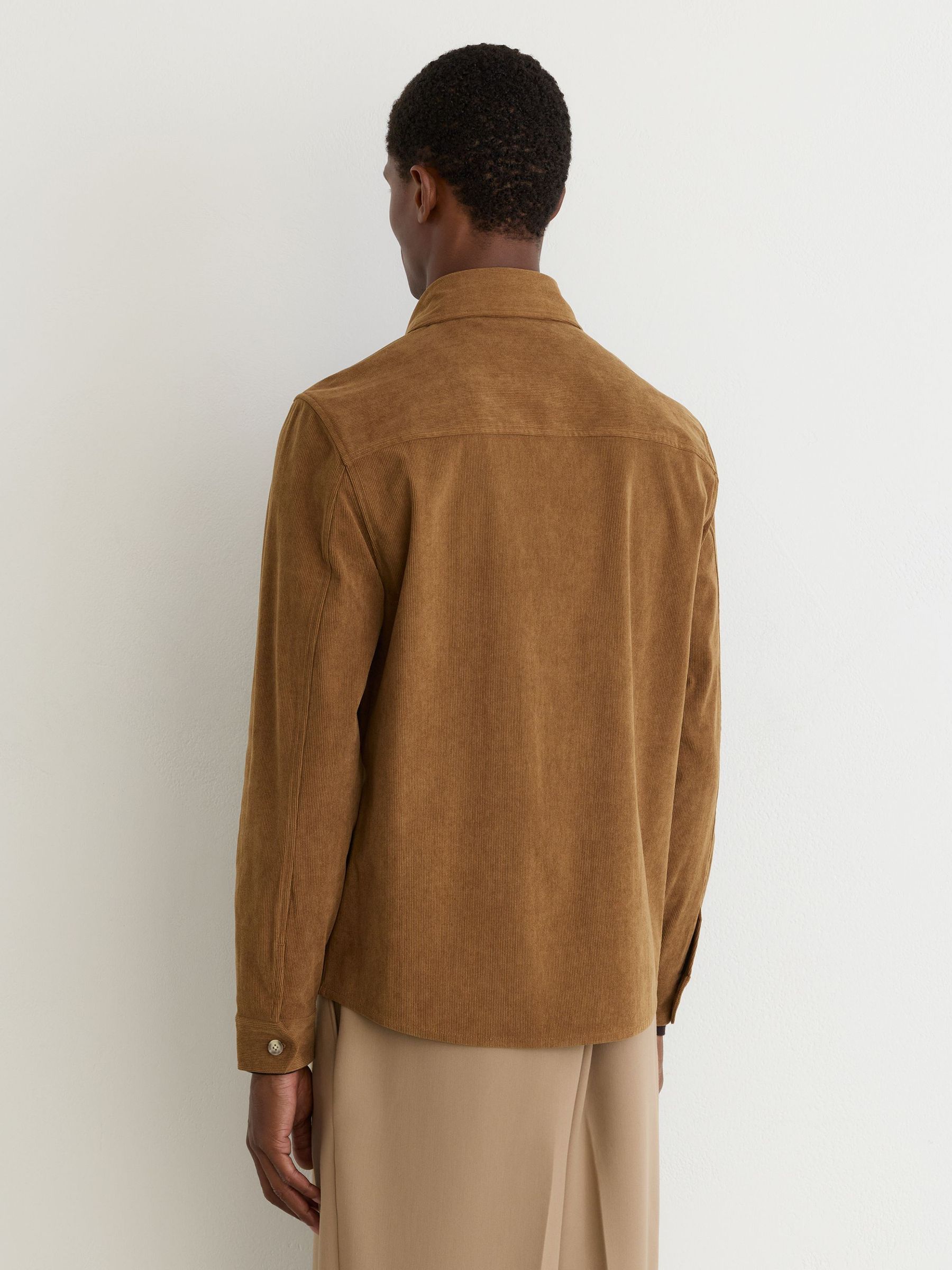 Corduroy Twin-Pocket Overshirt in Camel Brown - Image 5 of 7