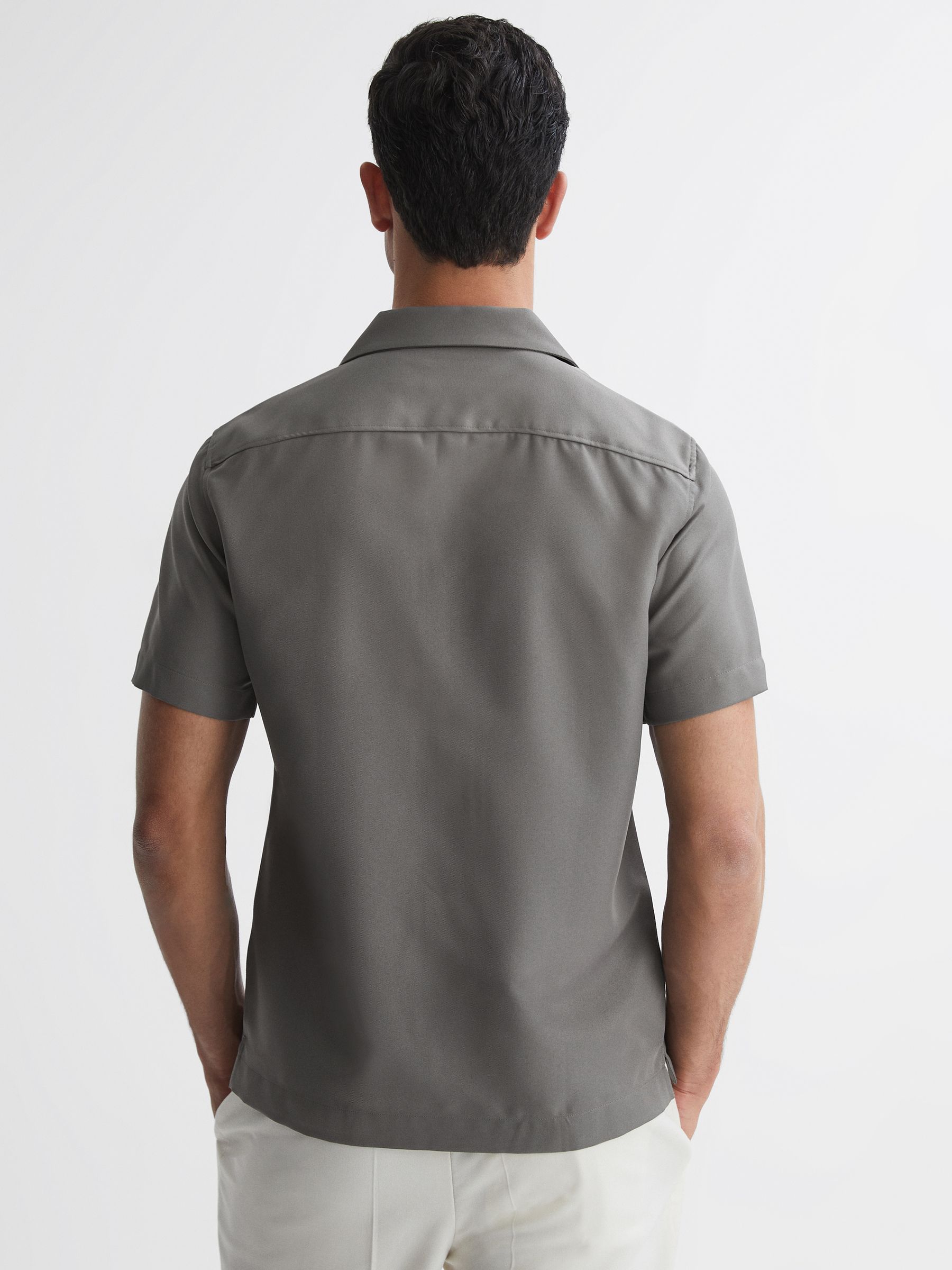 Cuban Collar Button-Through Shirt in Grey - Image 4 of 4
