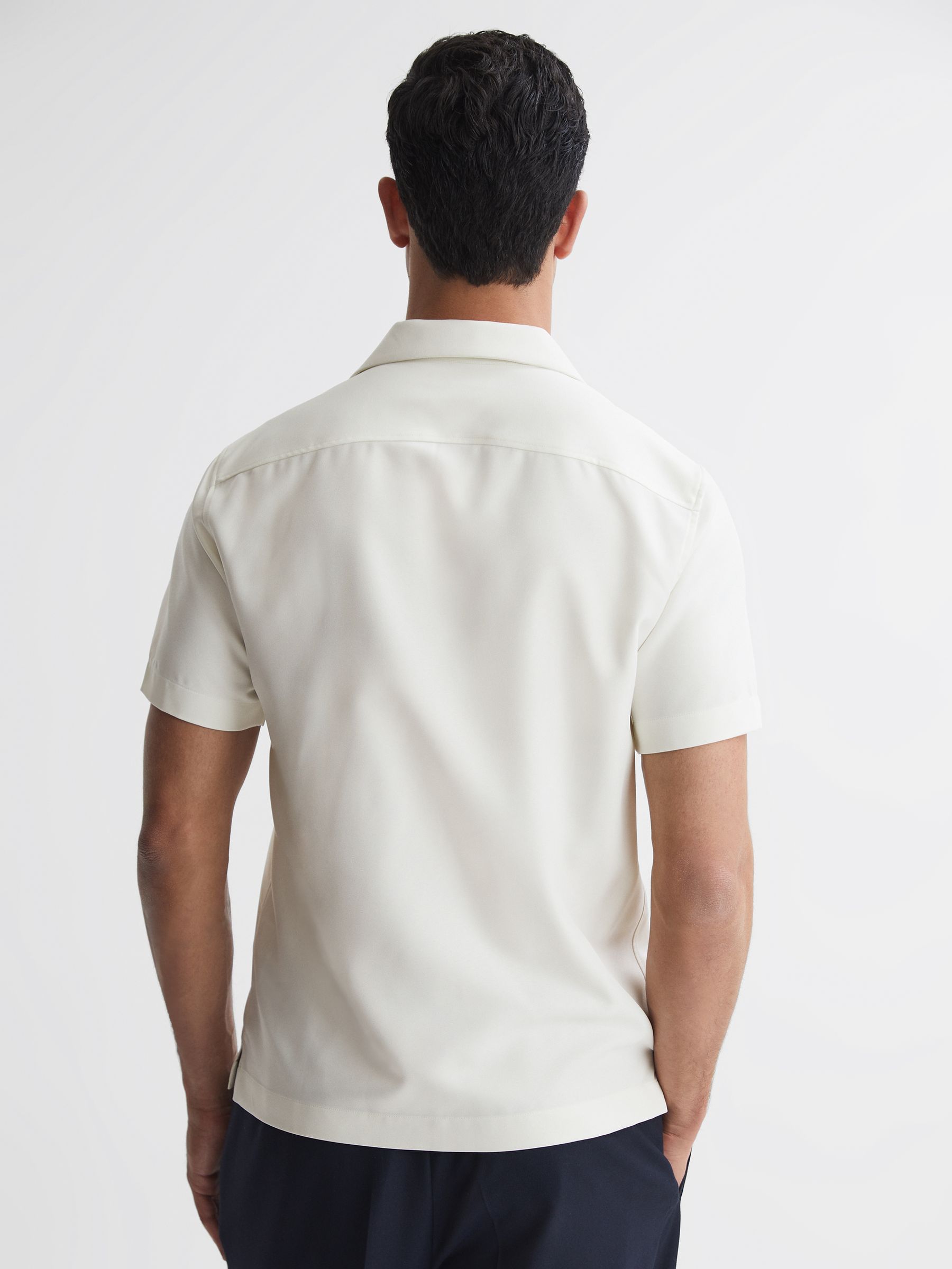 Cuban Collar Button-Through Shirt in Ecru - Image 4 of 4